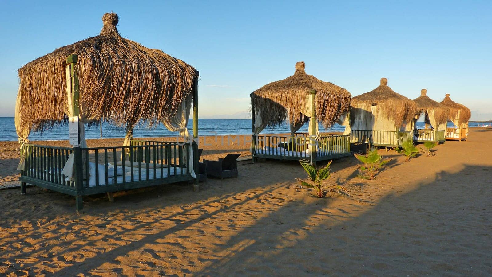 Liegepavillions on the beach