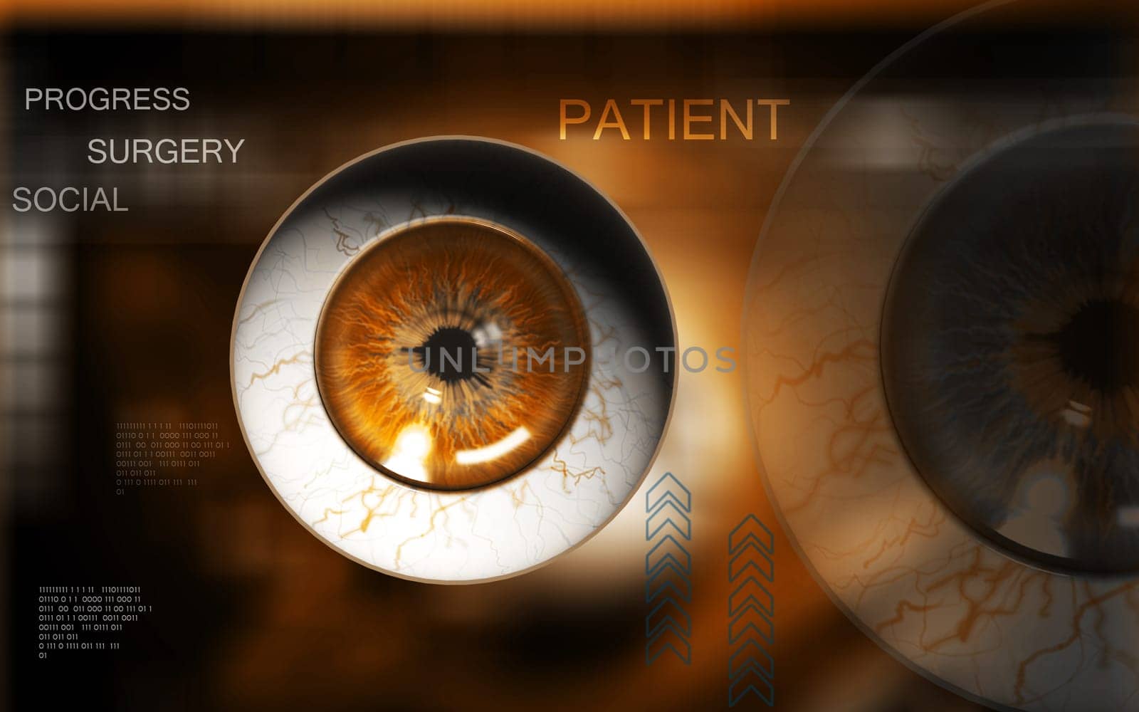 Digital illustration of eye in colour background