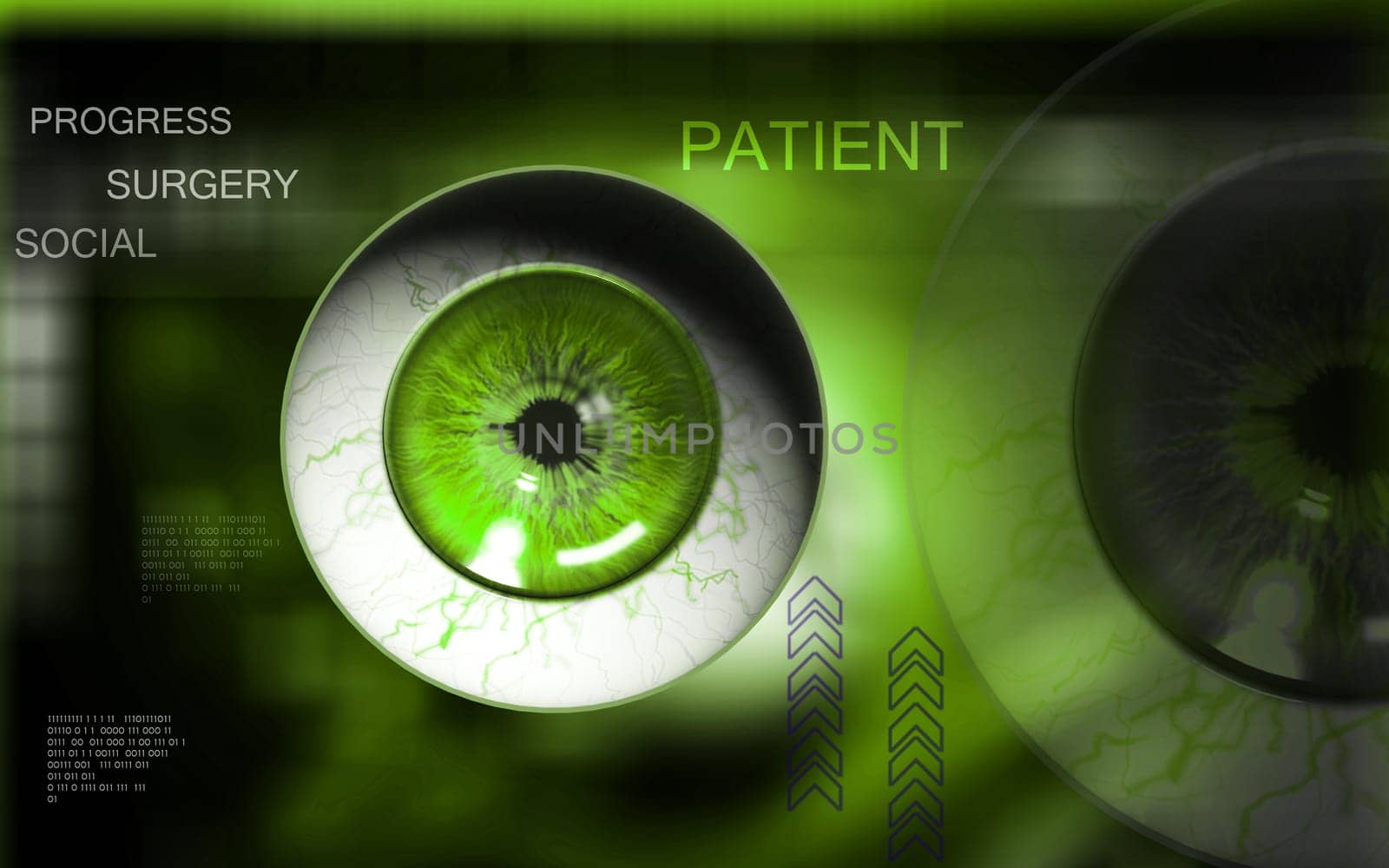 Digital illustration of eye in colour background