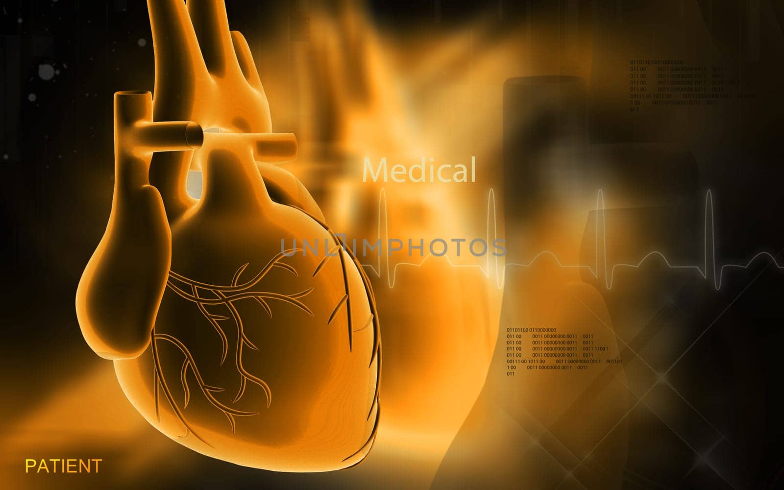 Digital illustration of heart in colour background