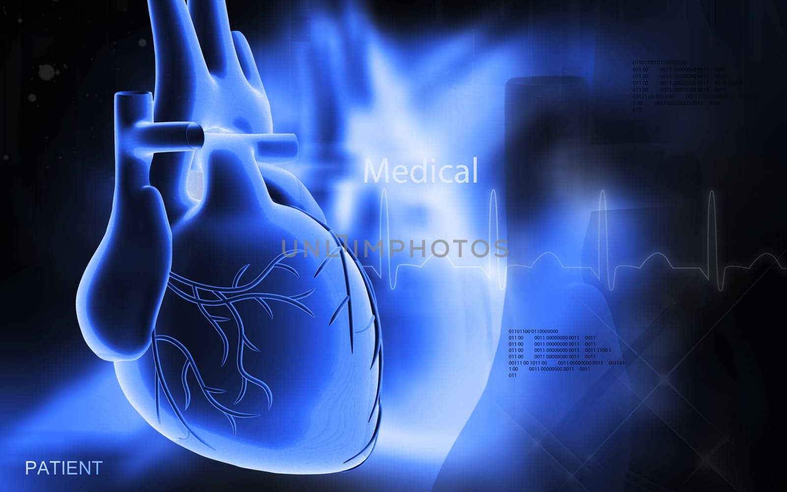 Digital illustration of heart in colour background