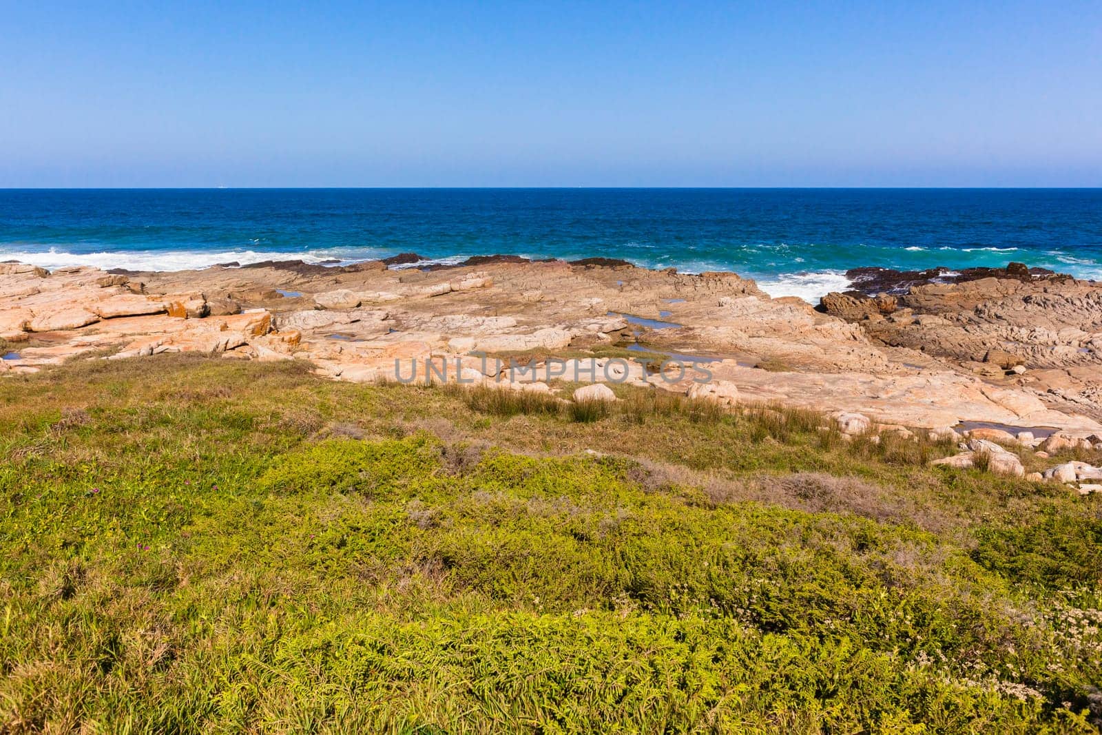 Rocky blue ocean coastline landscape