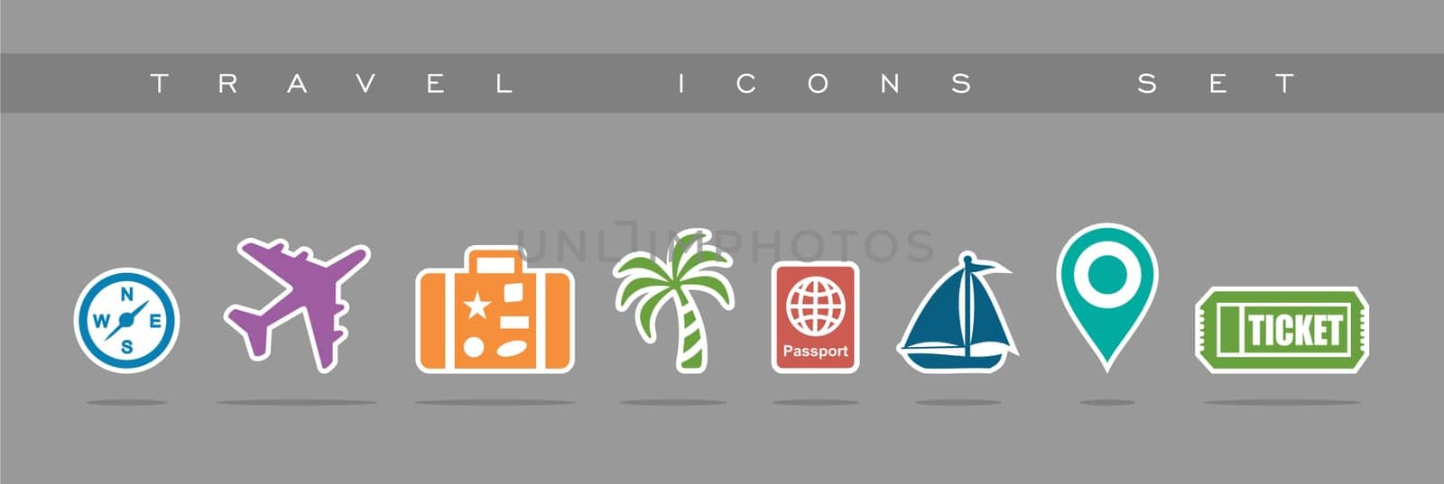 Travel around the world flat icons set for web and mobile app. EPS10 vector file organized in layers for easy editing.
