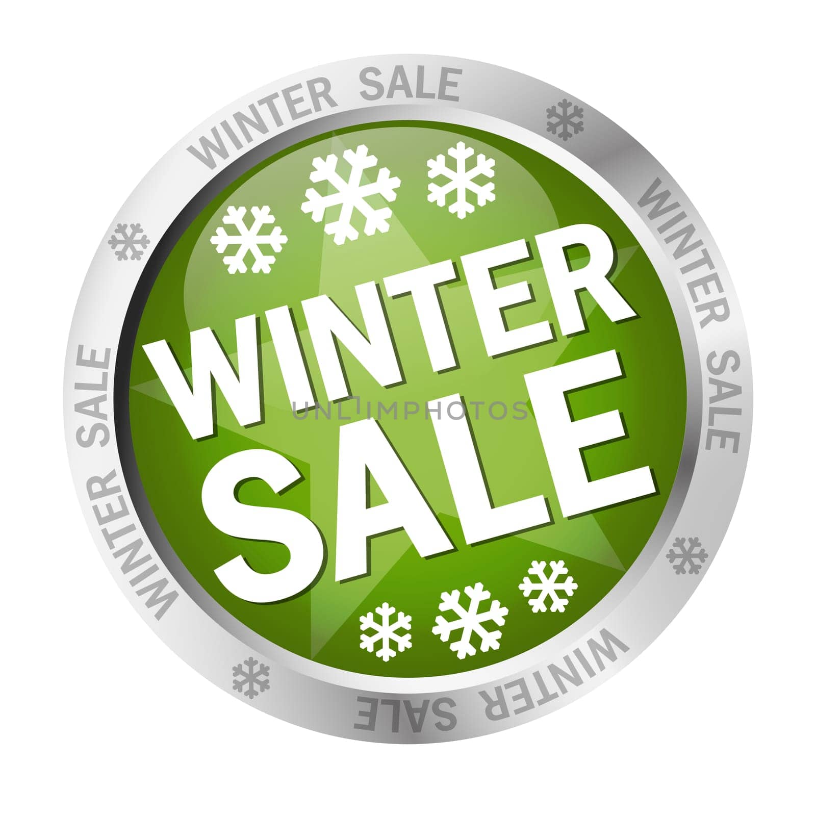 colored button with banner and text - Winter Sale