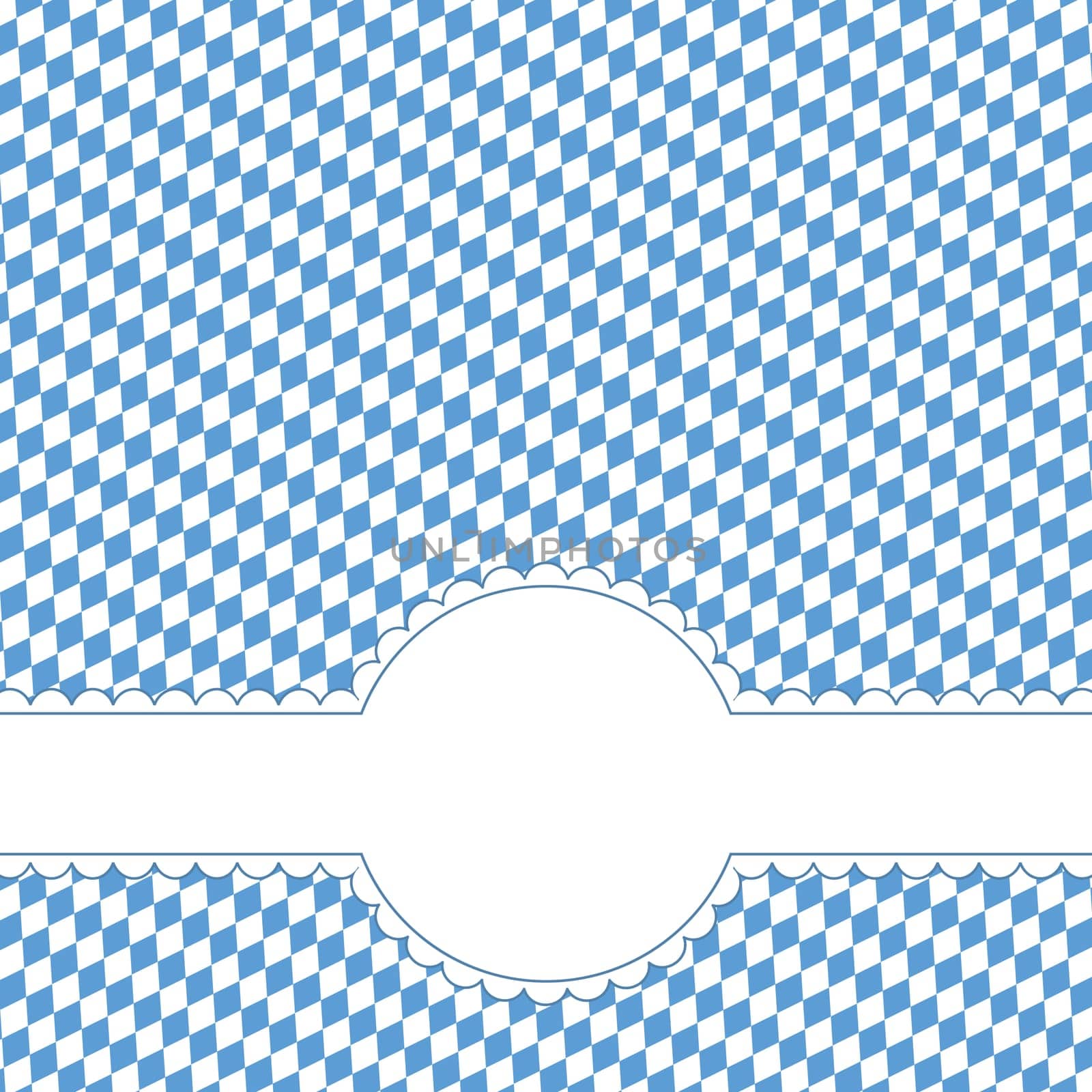 blue and white checkered Oktoberfest background with banner and space for text