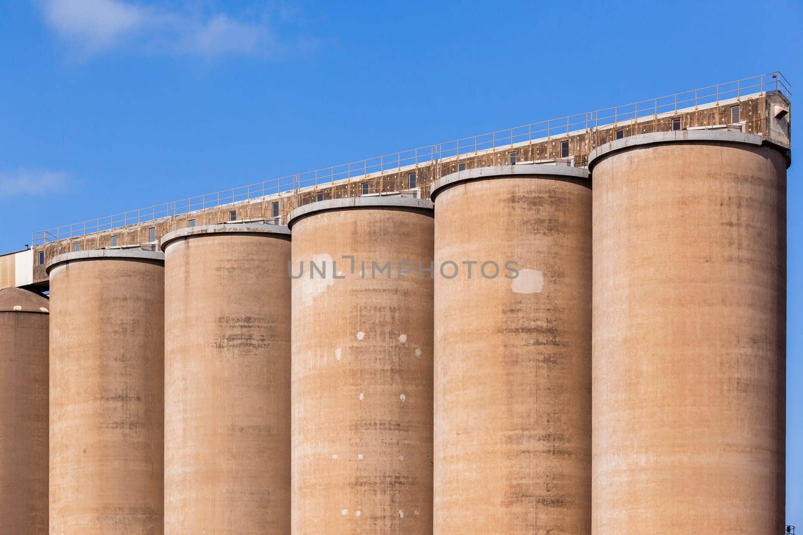 Grain silos concrete structures for agriculture farming harvests of wheat maize grain etc
