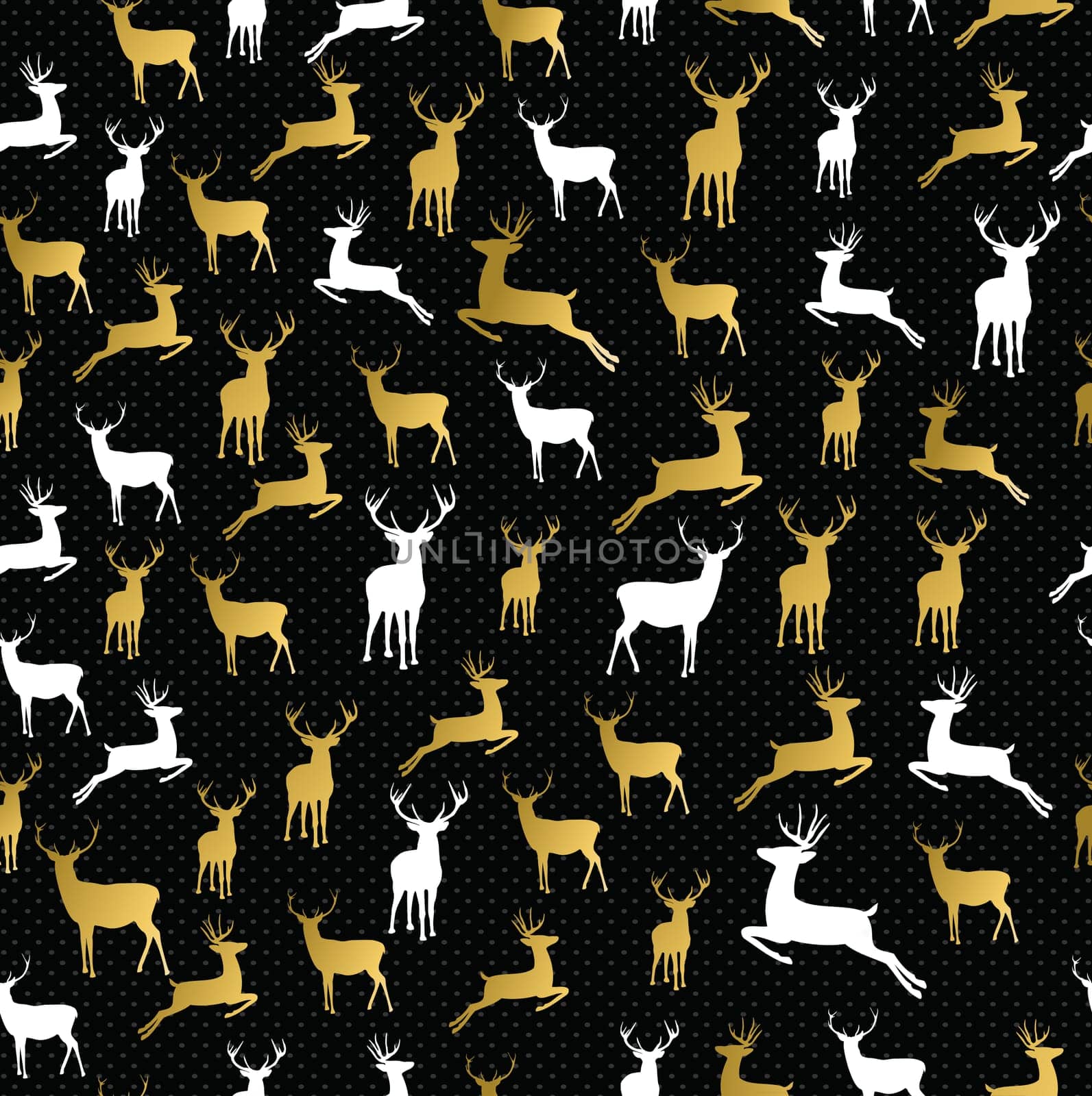 Merry christmas hipster golden reindeer seamless pattern background. Ideal for holiday greeting card, wrapping paper or xmas campaign. EPS10 vector.
