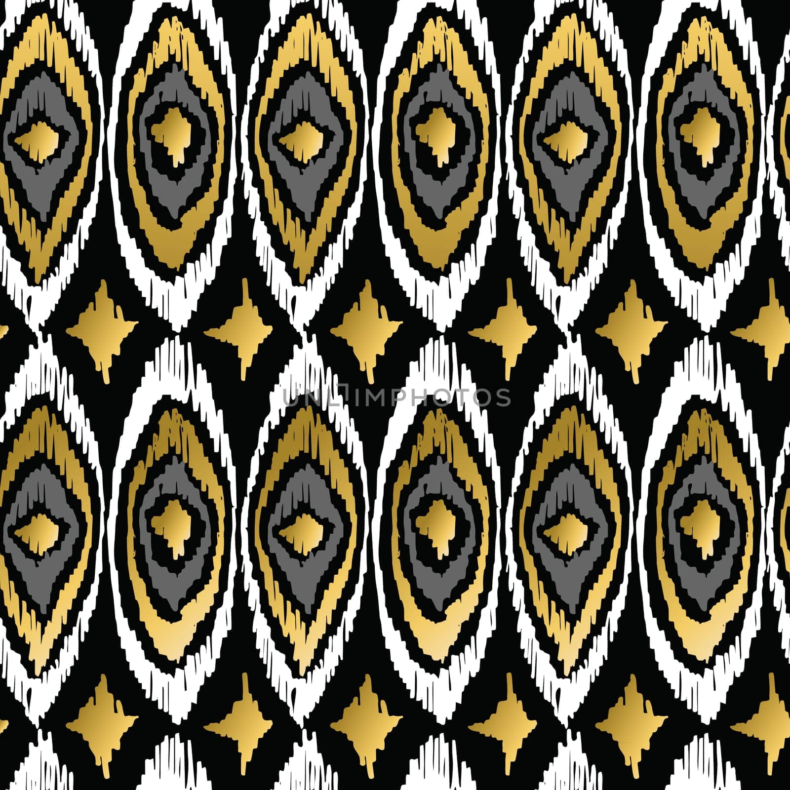 Fancy golden peacock elements retro tribal fashion style seamless pattern background. Ideal for greeting card, print and web backdrop. EPS10 vector file.