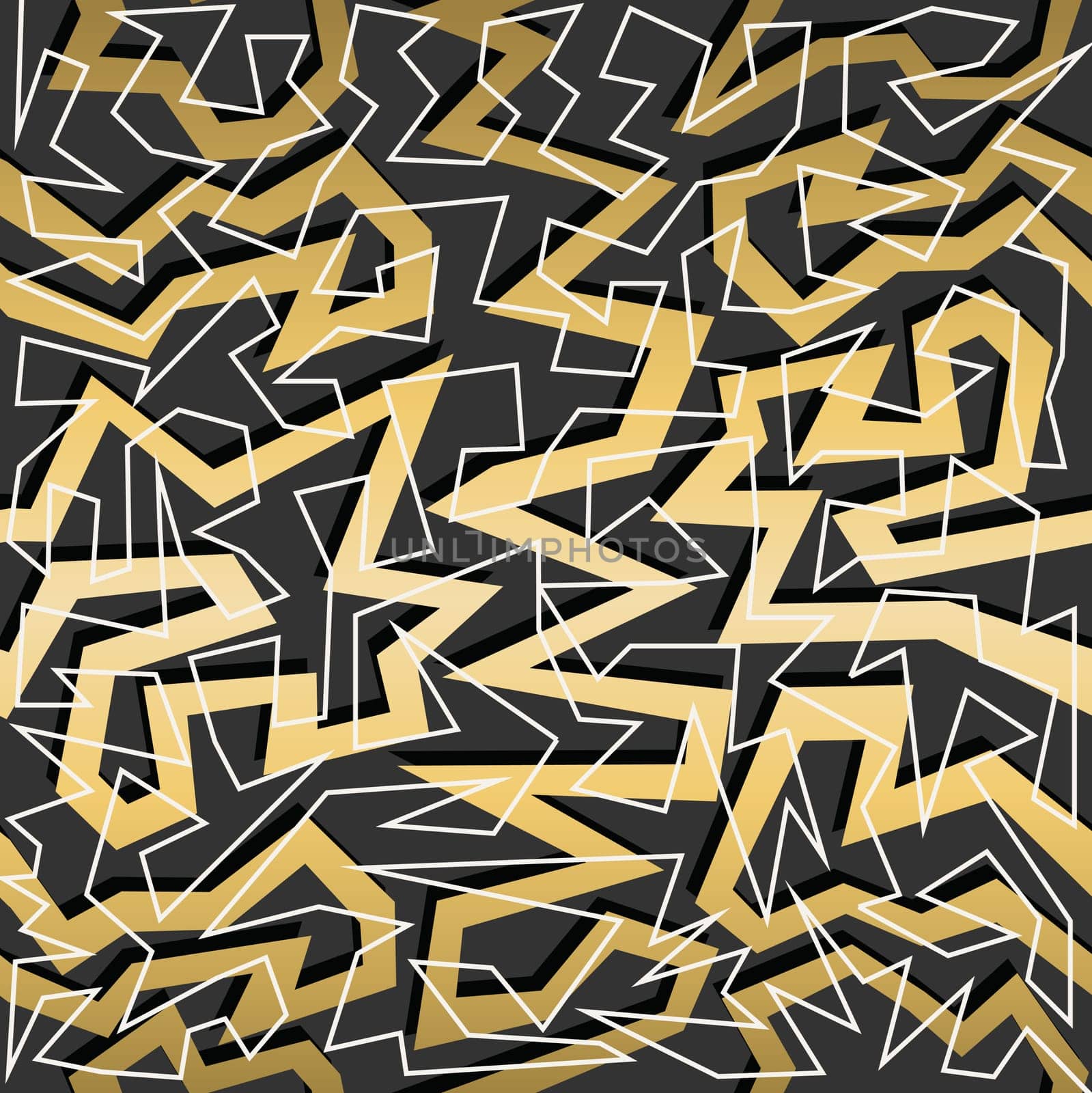 Retro vintage 80s geometry stripes seamless pattern in gold metallic color. Ideal for greeting card design, paper print and web background. EPS10 vector file.