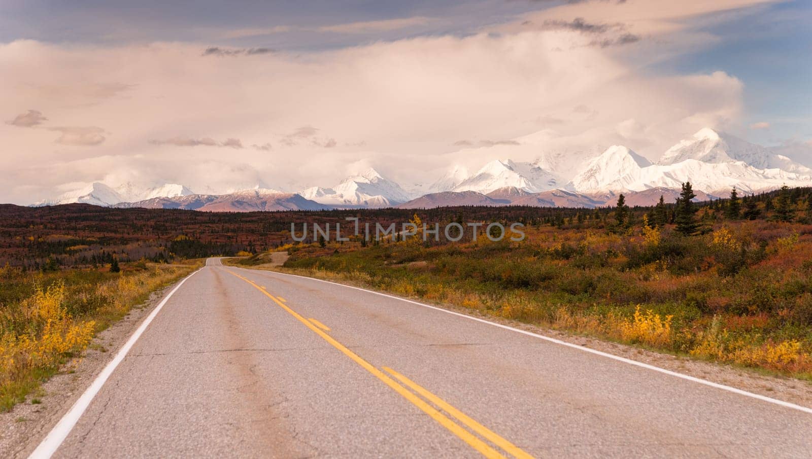 The tundra reacts to the weather in remote Alaska near the highway