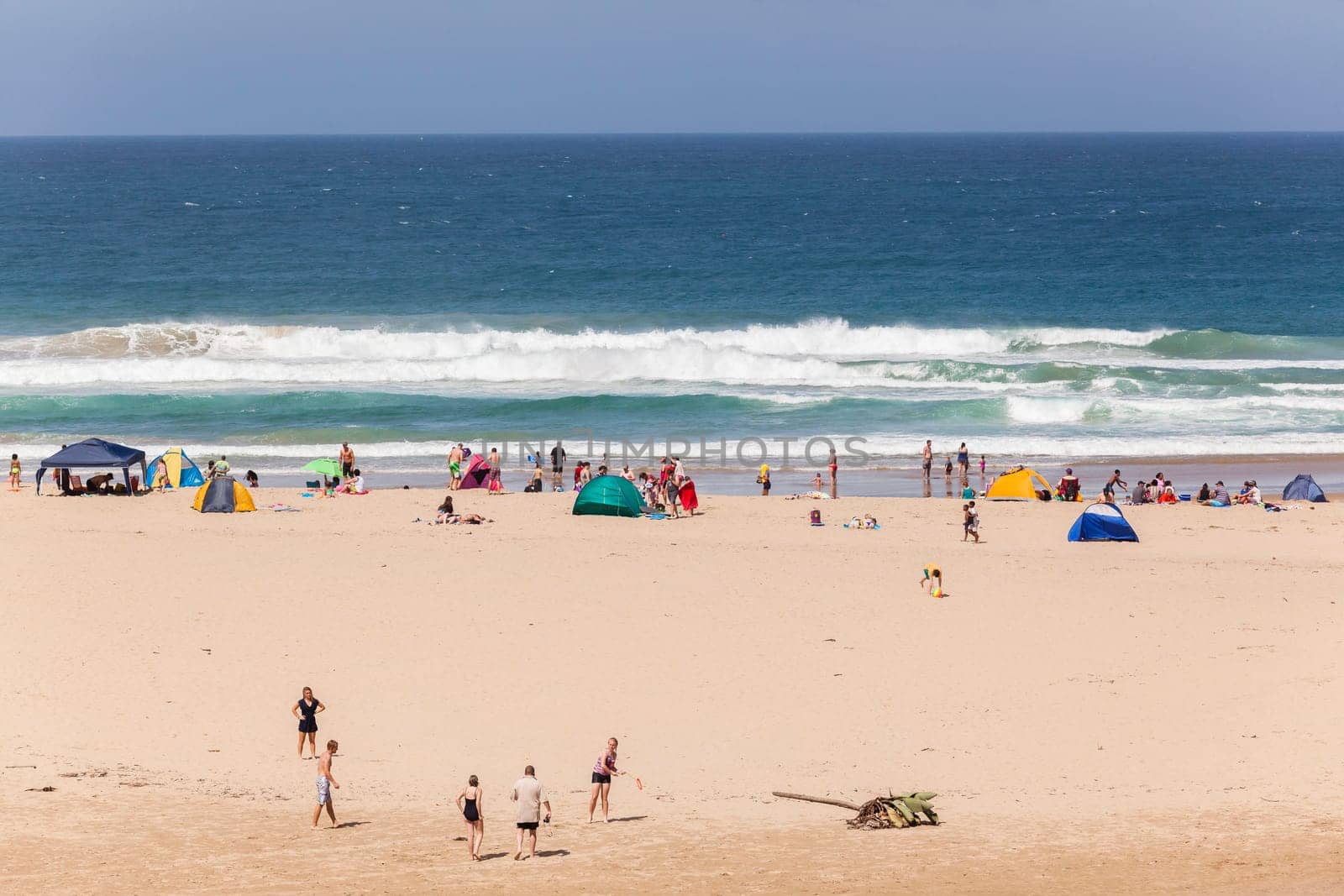 Holiday people umbrellas beach blue ocean landscape