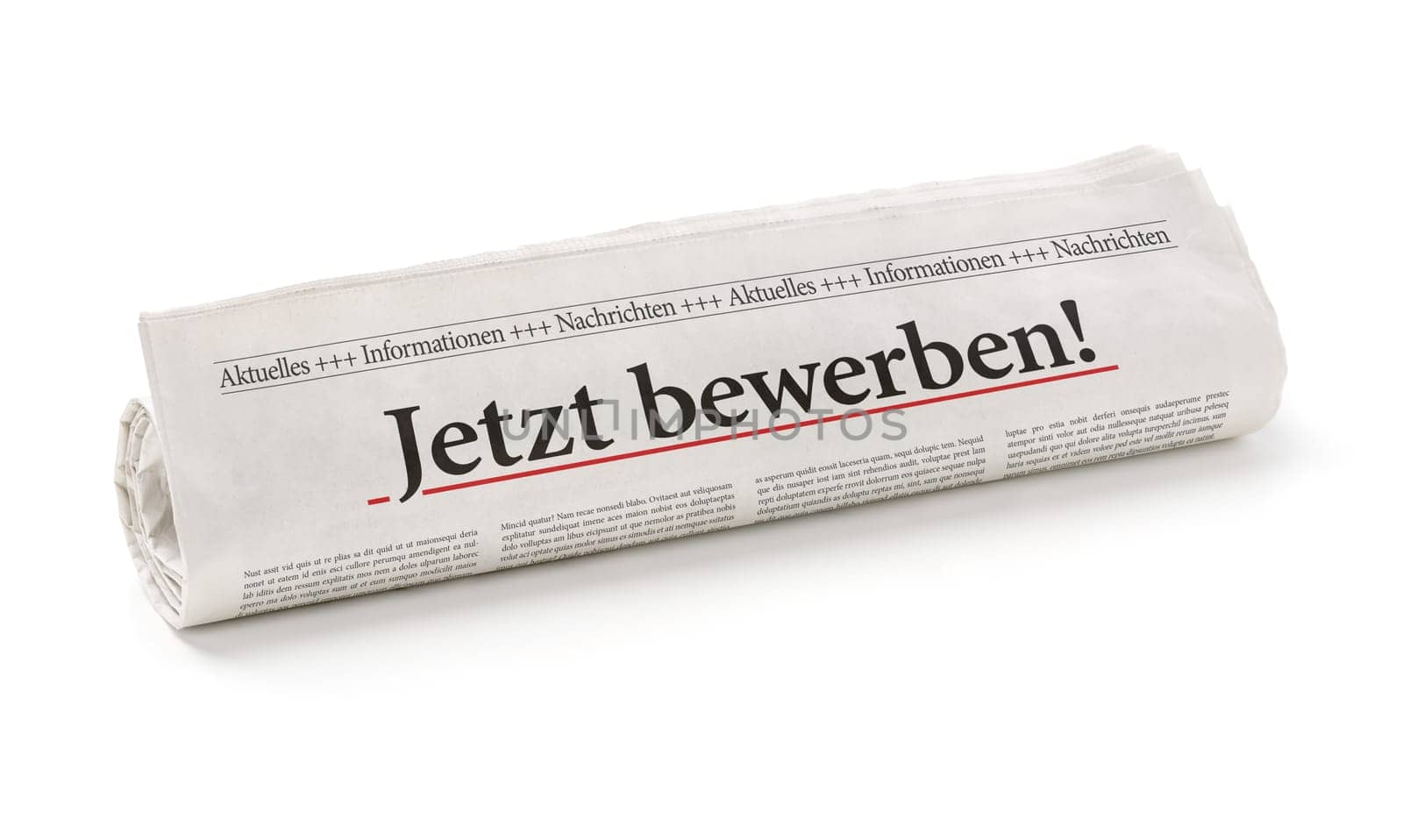 Newspaper roll with the headline Apply Now