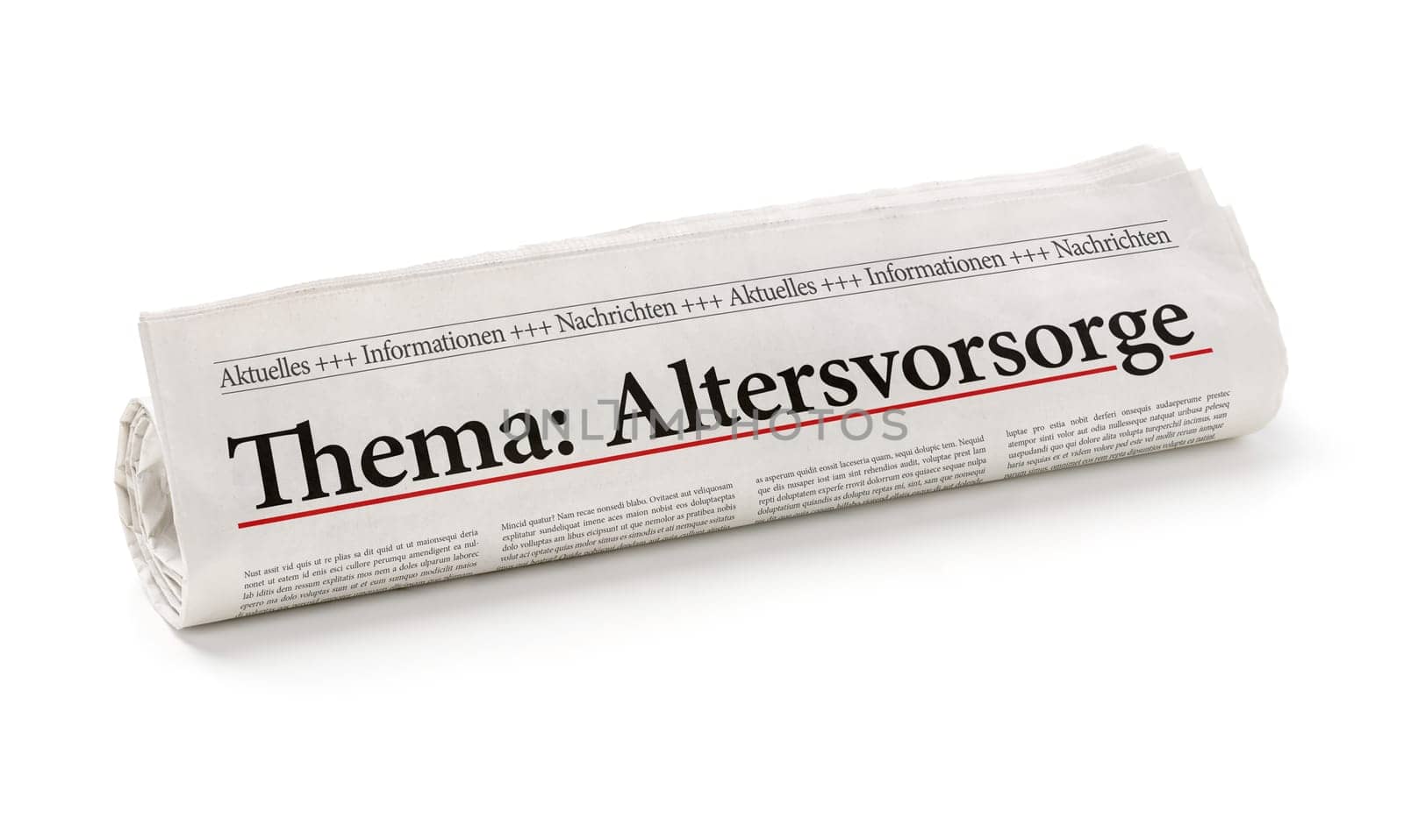 Newspaper roll with the heading Retirement