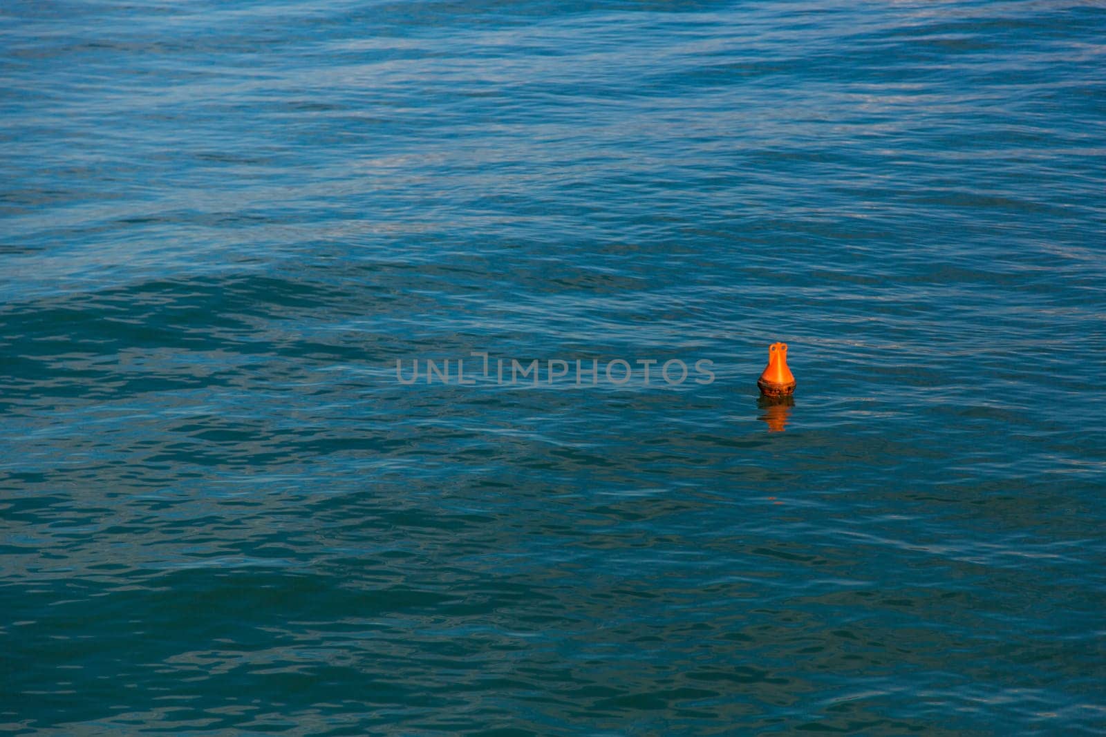 View from high of a safety buoy marine