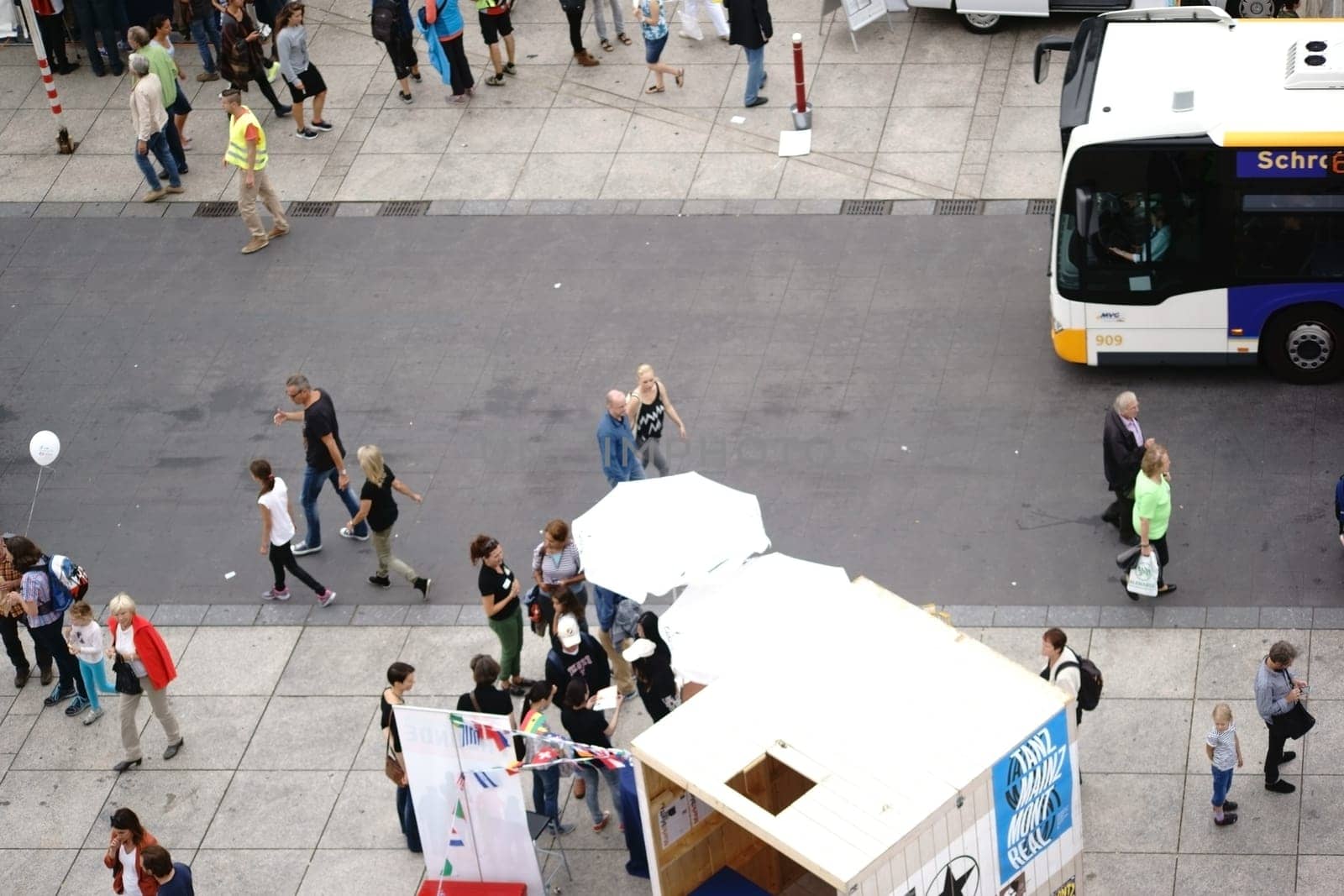 Mainz,Germany - September 11,2015: Groups of people and visitors walk or talk at the stands of the Science Days Mainz on September 11,2015 in Mainz.