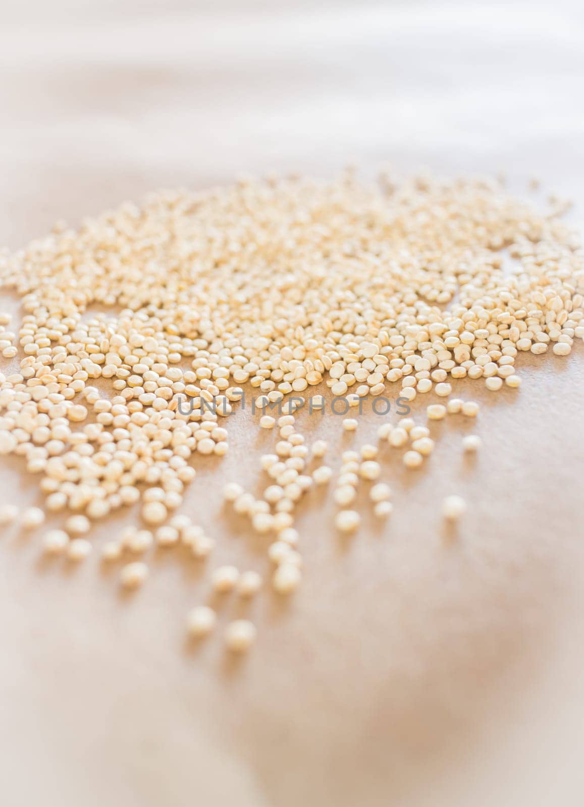 Raw organic white quinoa seeds, stock photo