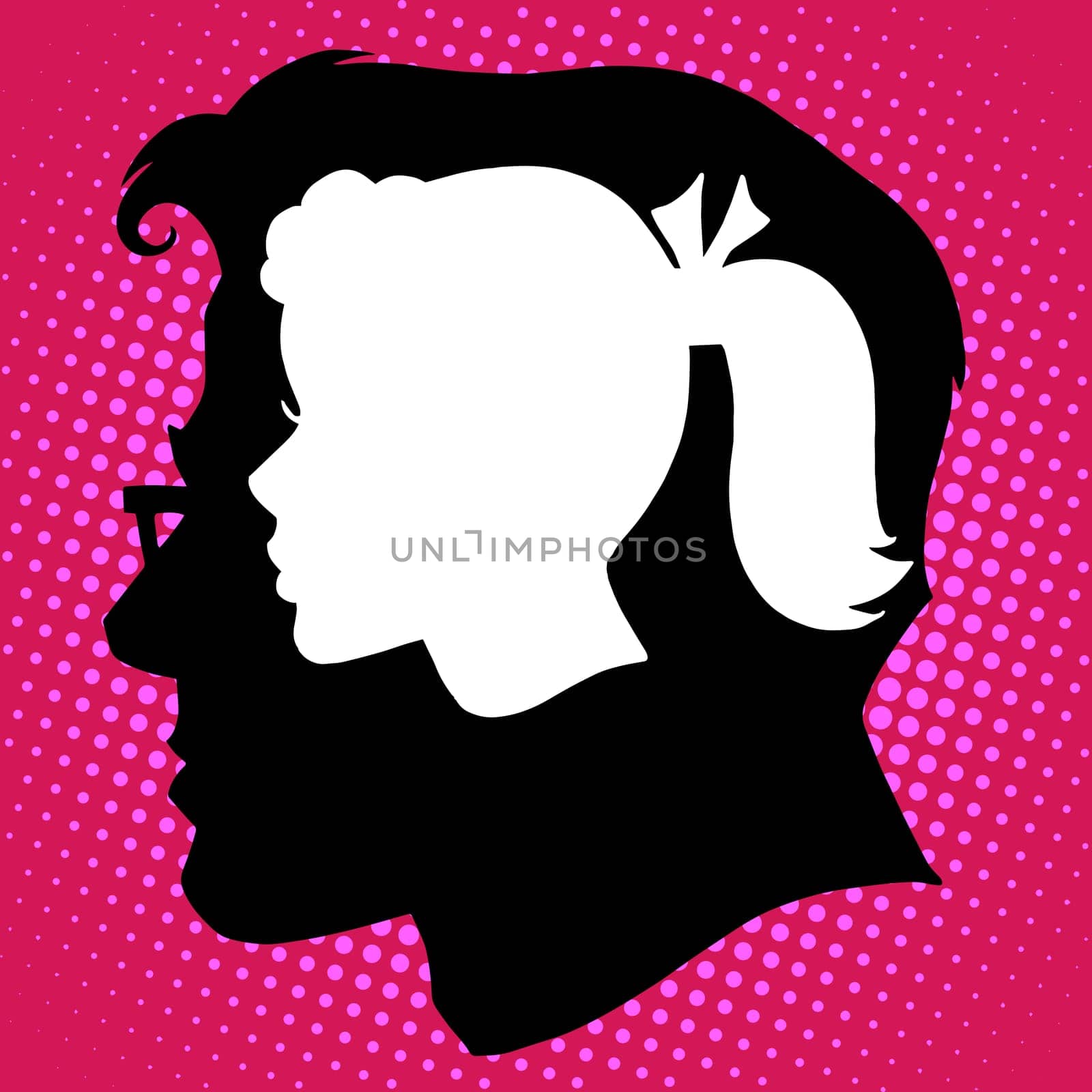Love man woman couple romantic thoughts pop art retro style