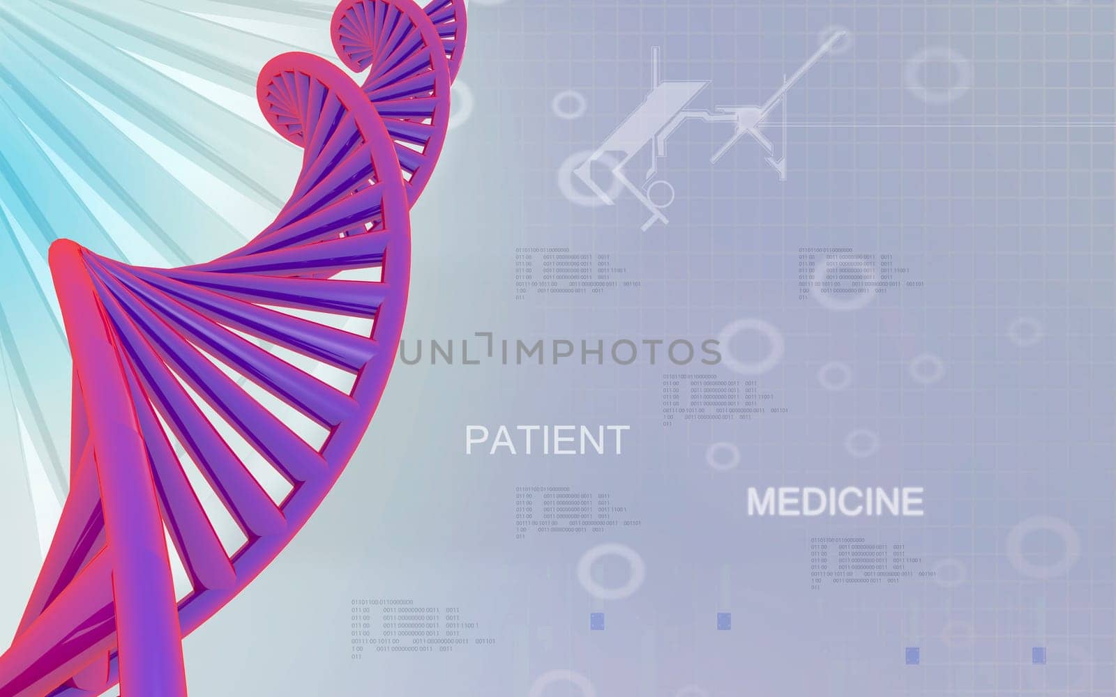 Digital illustration DNA structure in colour background