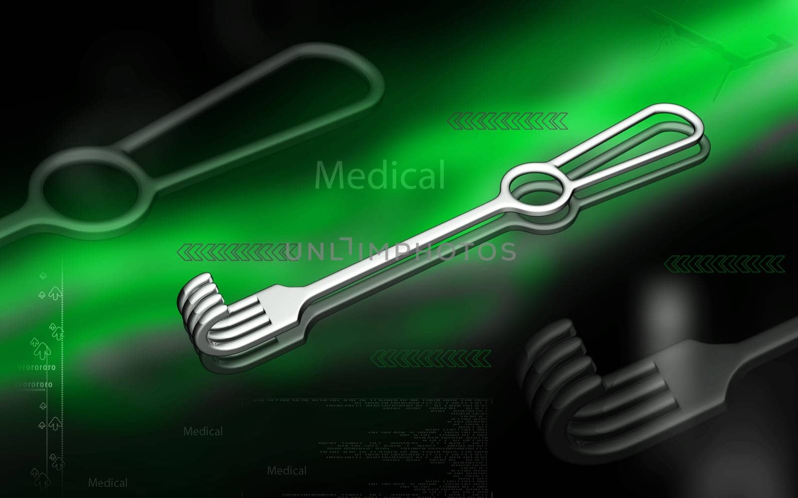 Digital illustration of Medical Instrument Retractor in colour background