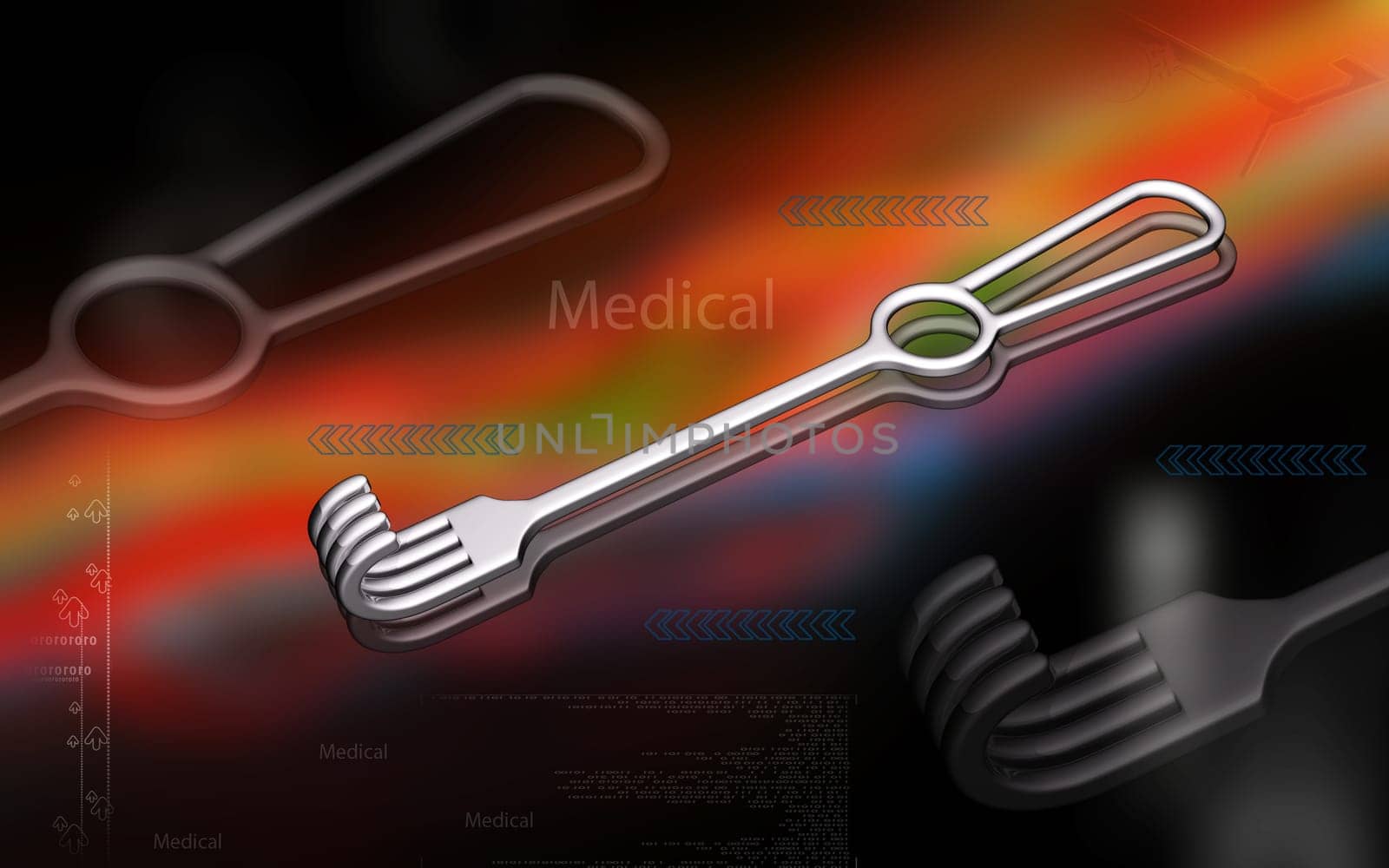 Digital illustration of Medical Instrument Retractor in colour background