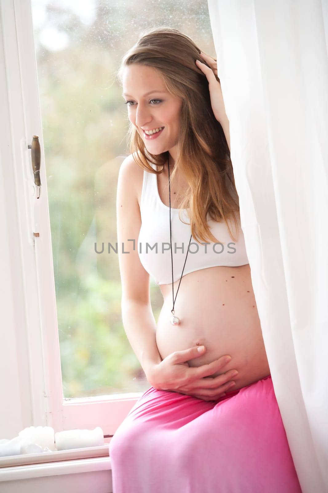 Young new mother is waiting for her child