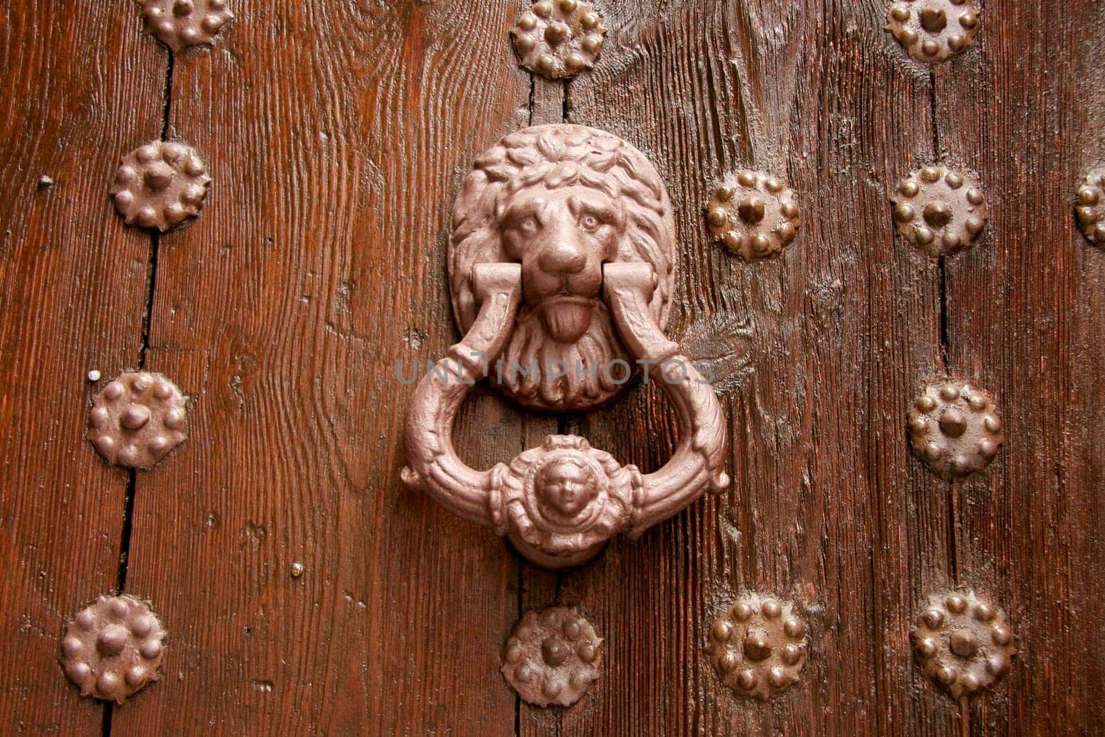 Retro old door handle antique style, Toledo, Spain