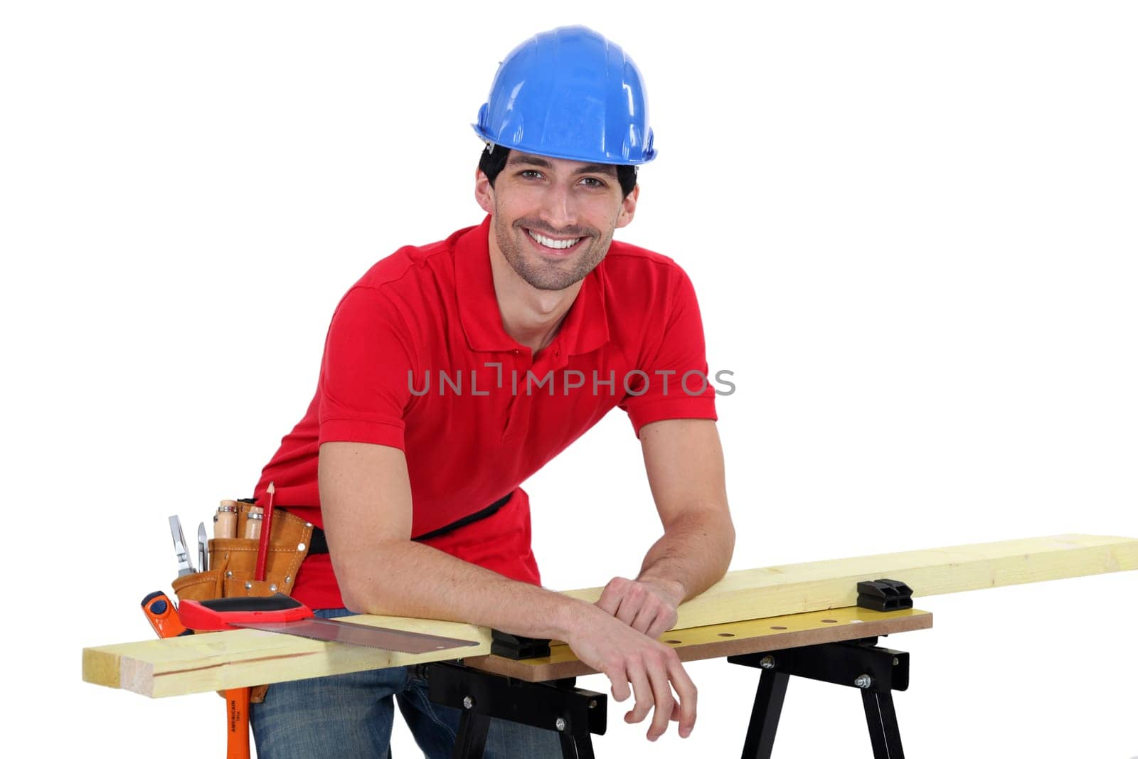 portrait of dishy carpenter all smiles