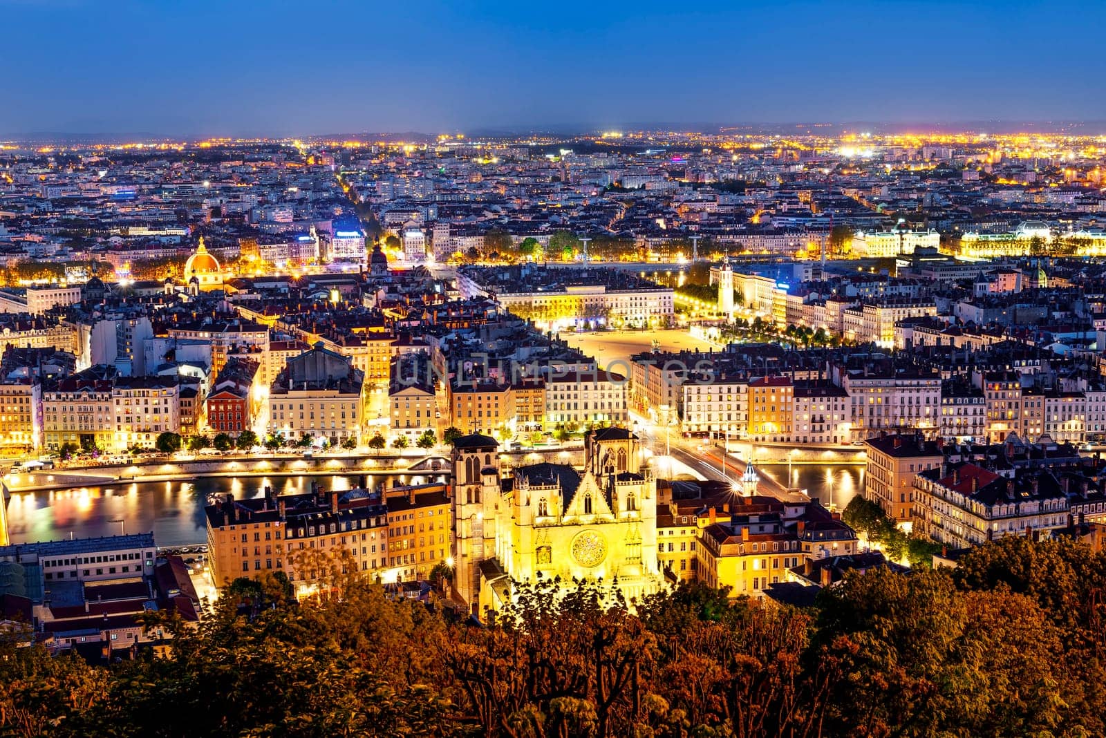 View of Lyon city from Fourviere, France