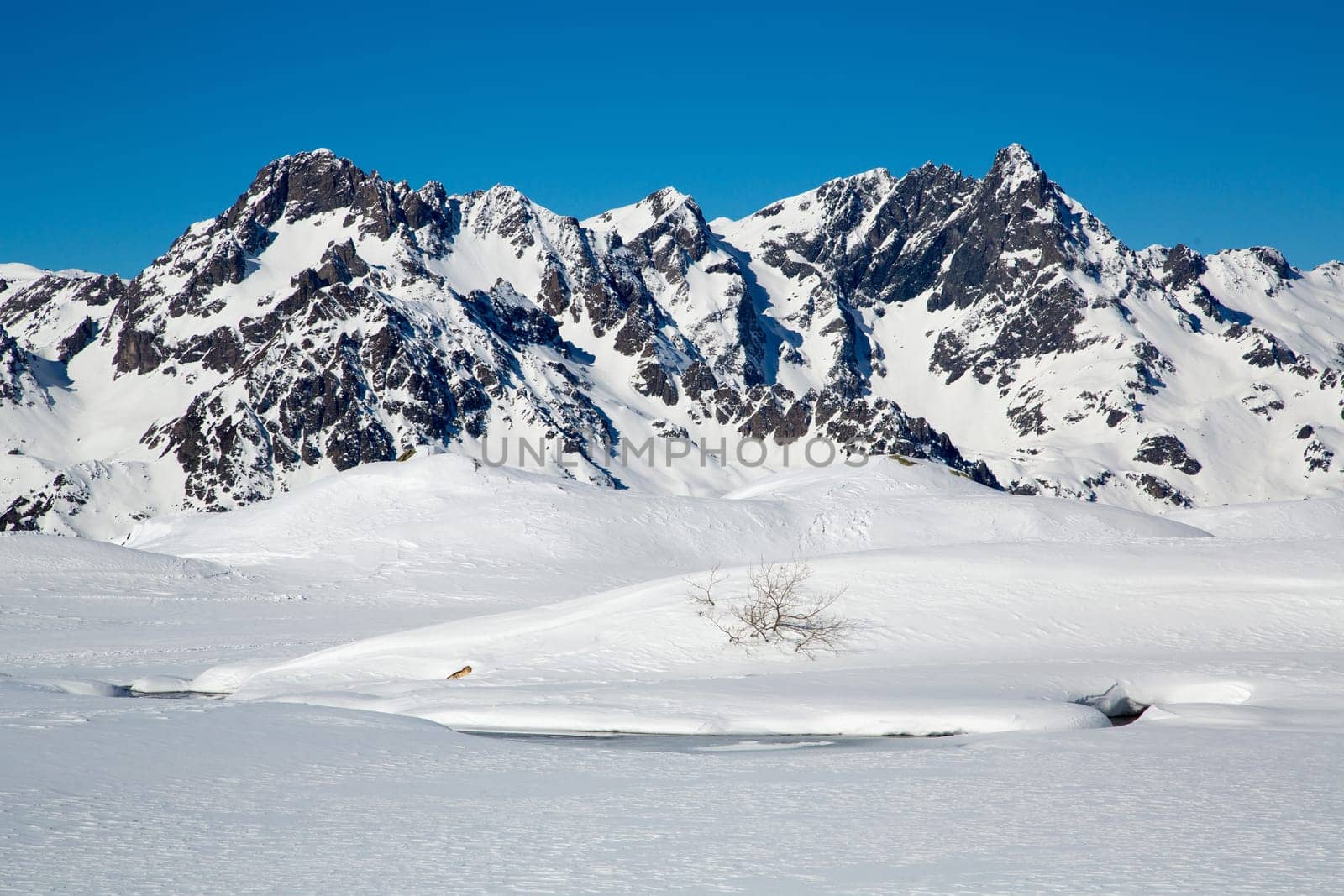 Mountain around the Oz en Oisans Station in the French Alps