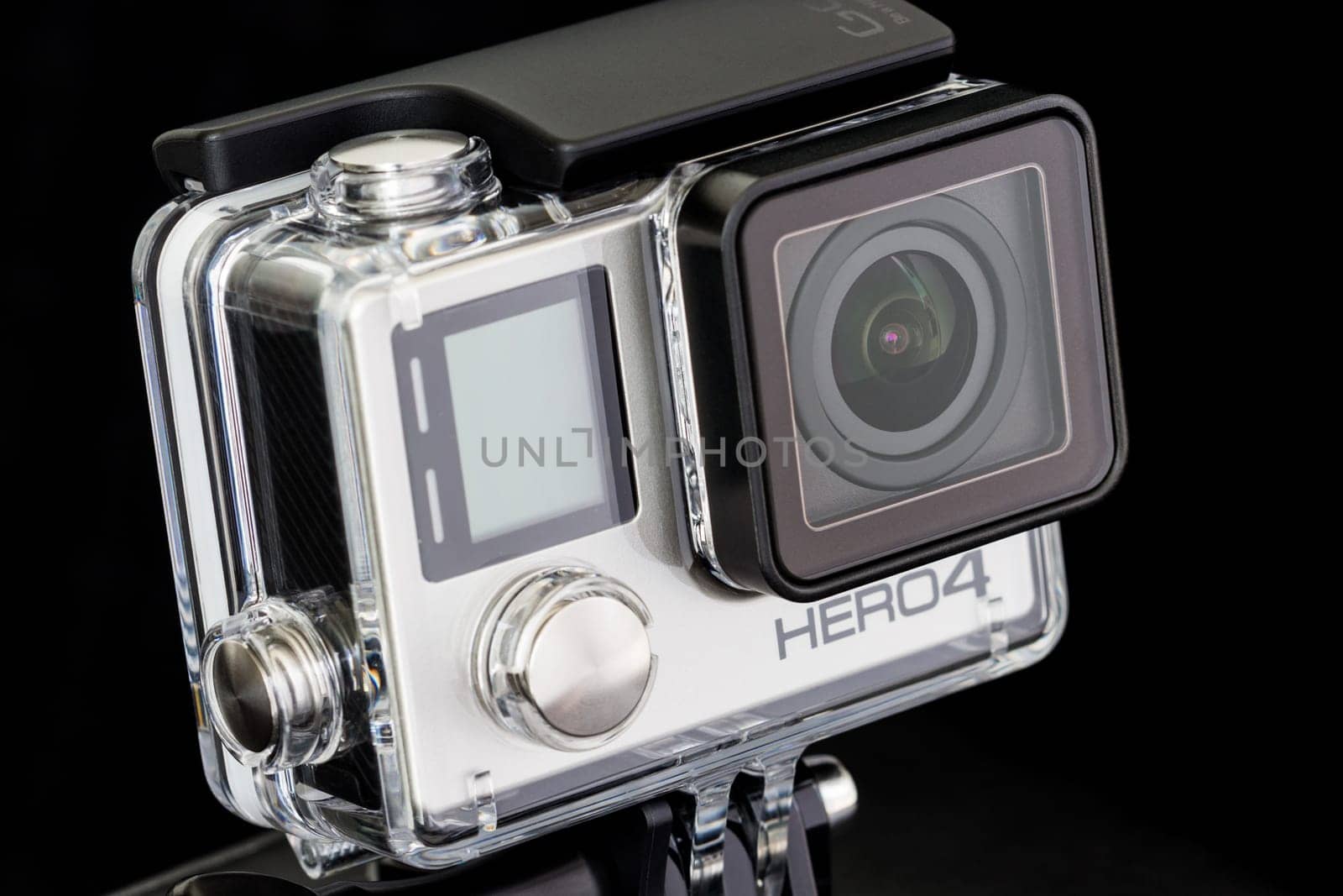 Bangkok, Thailand - Nov 14 : Closeup GoPro Hero 4 Black on Nov 14, 2015. Lightweight personal camera manufactured by GoPro Inc.