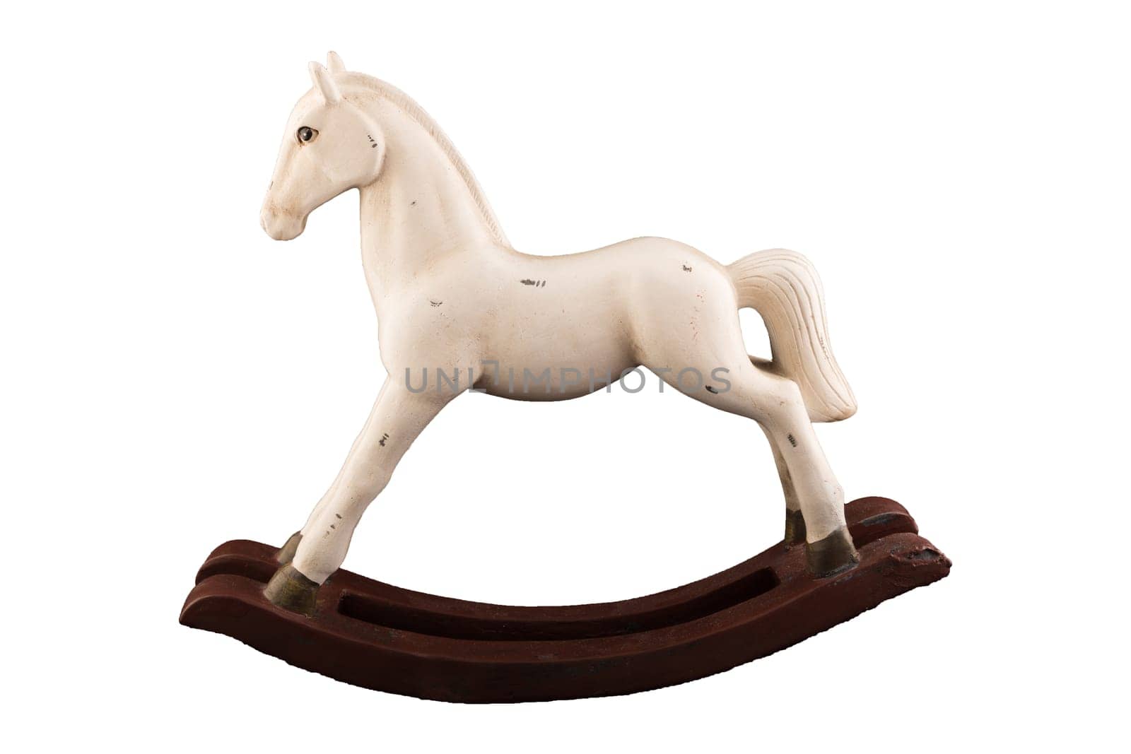 Wooden toy horse isolated on white