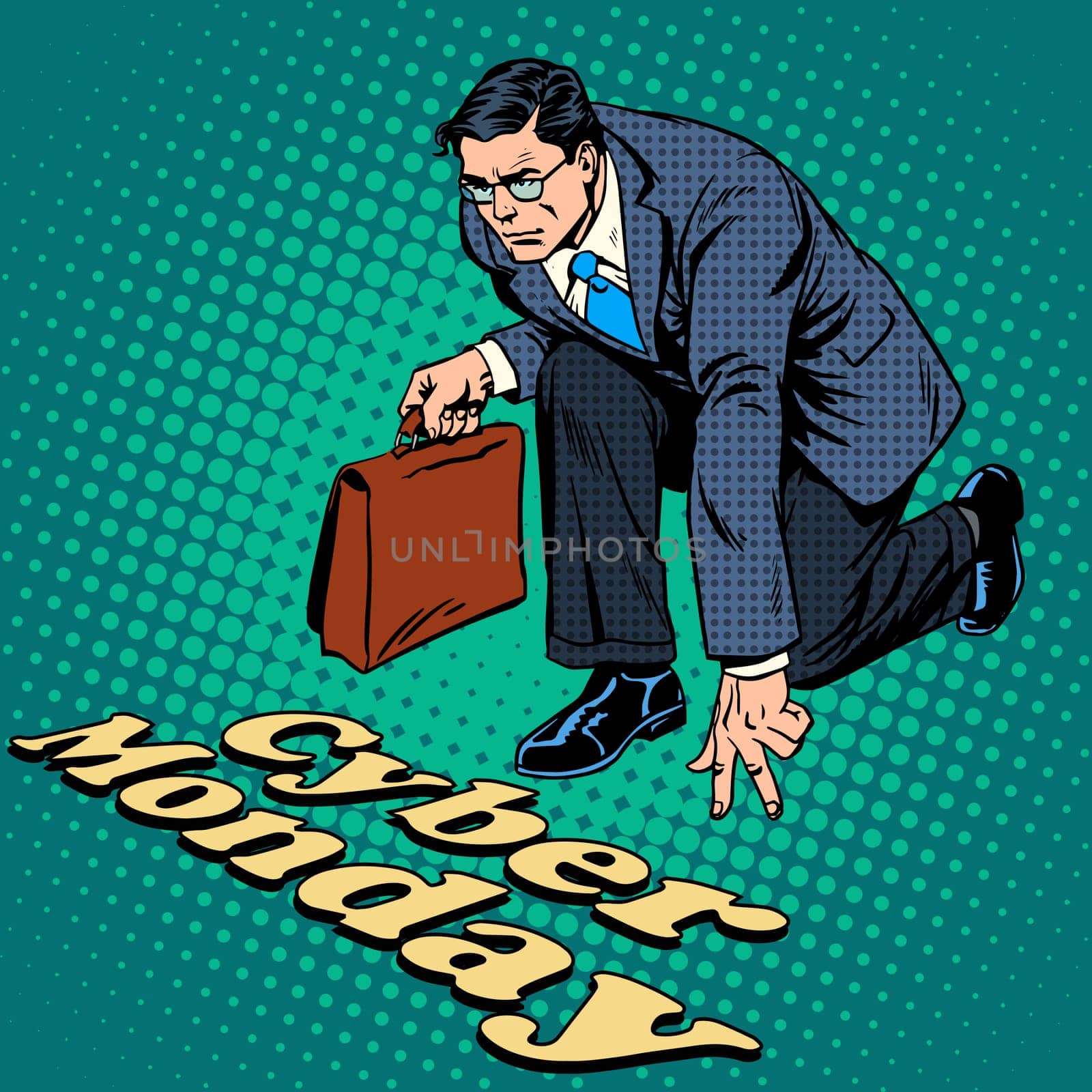 Cyber Monday sales start pop art retro style