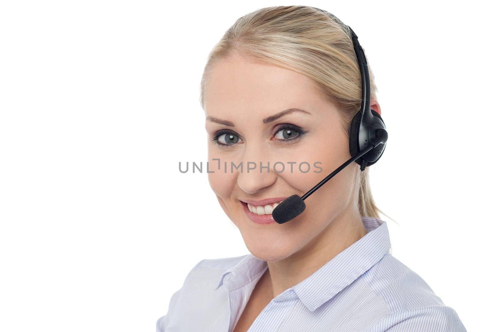 Beautiful young call centre employee