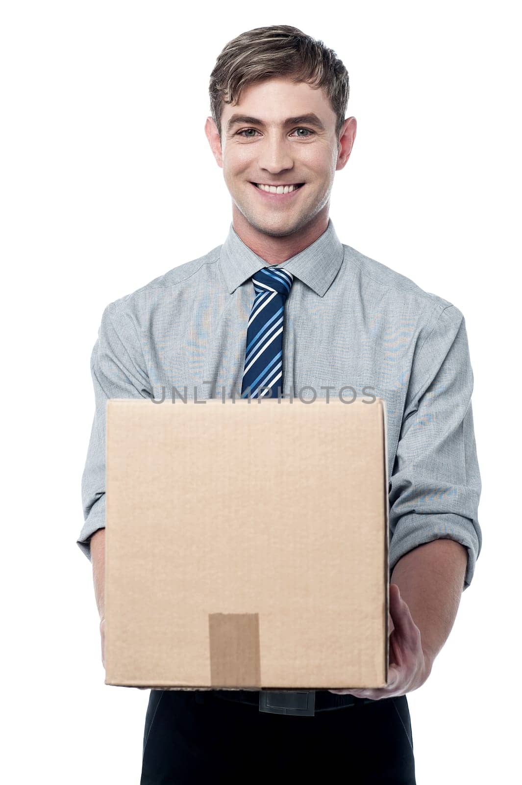 Employee carrying a packed carton