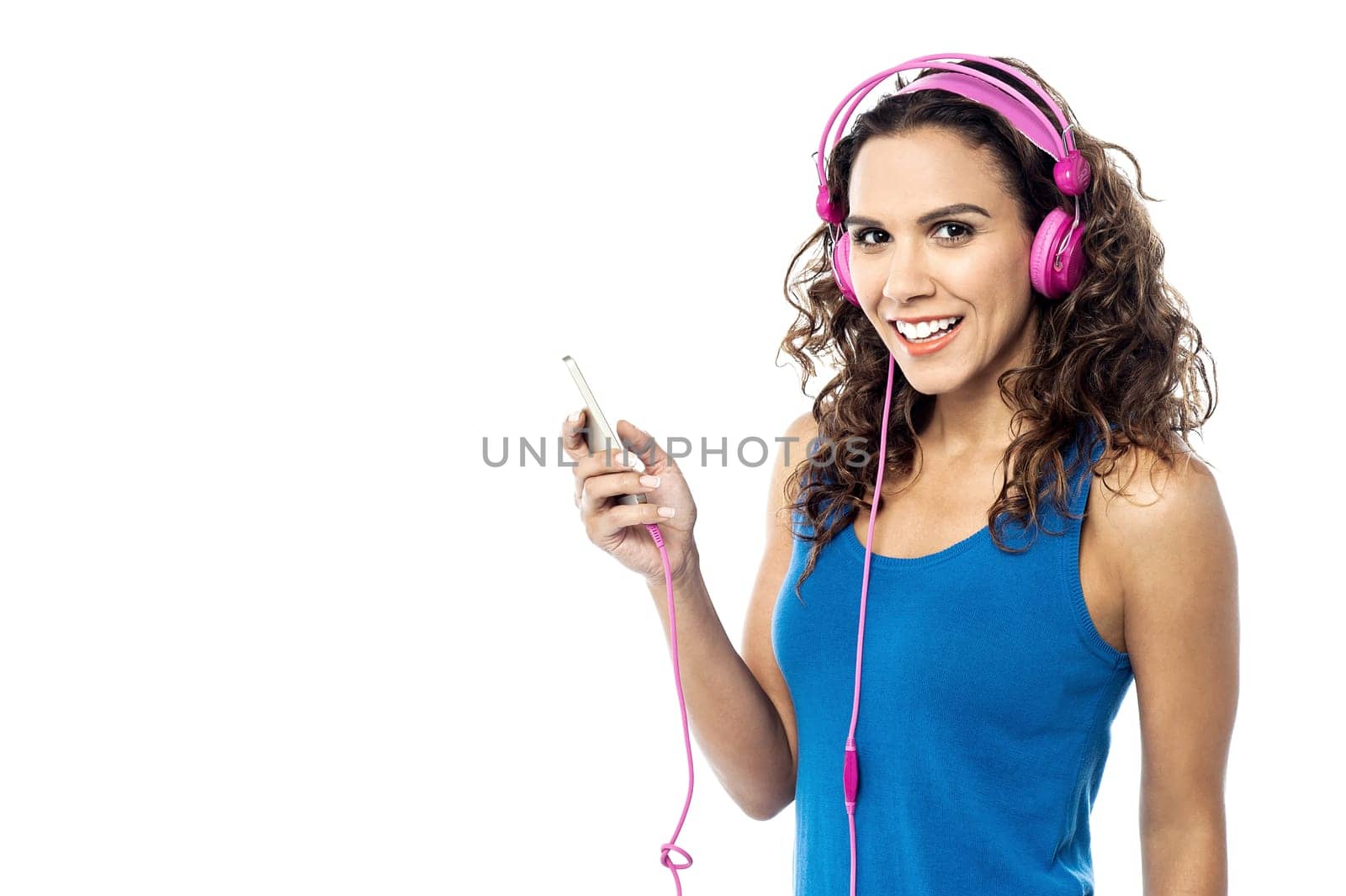 Beautiful female listening to music