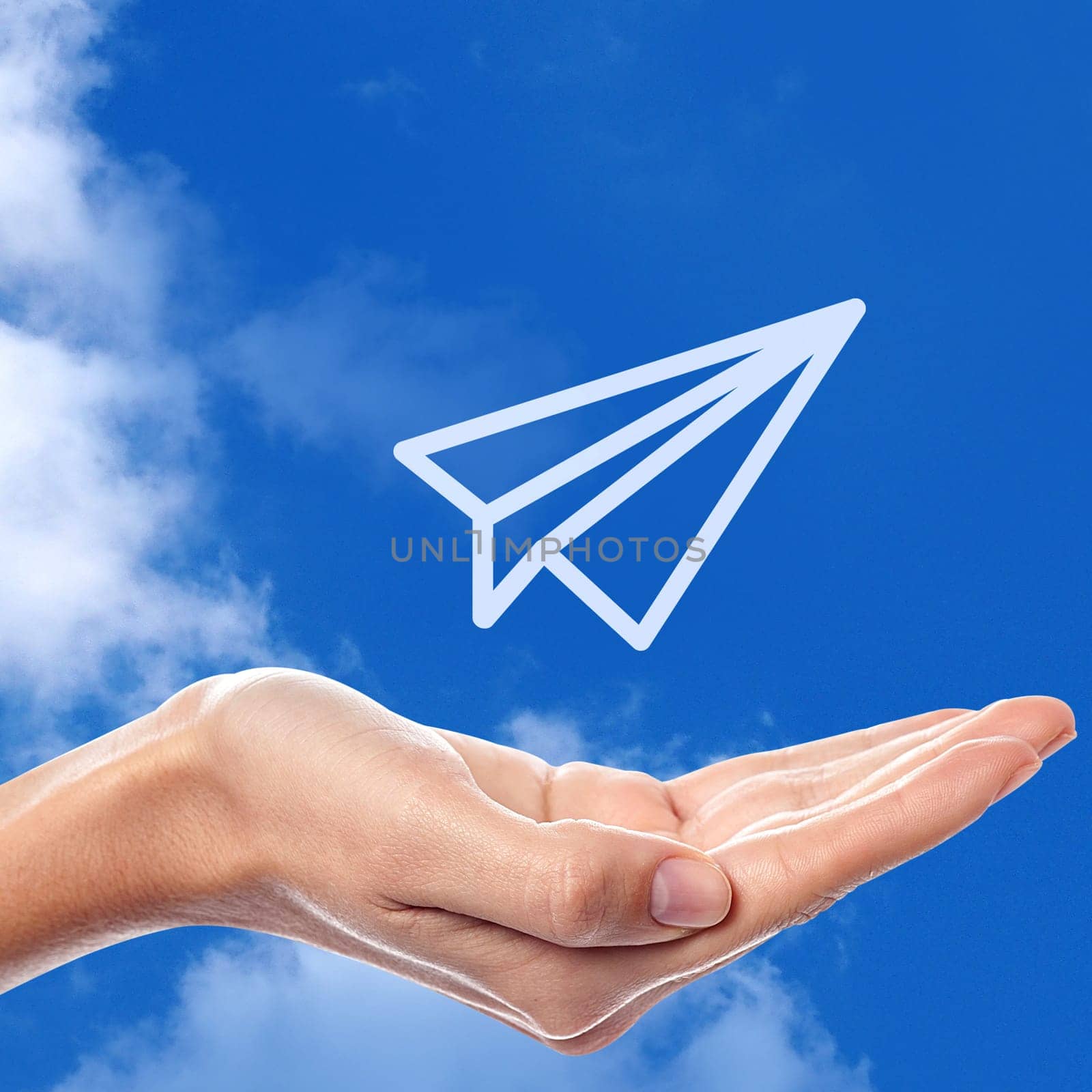 Aircraft rocket on sky background