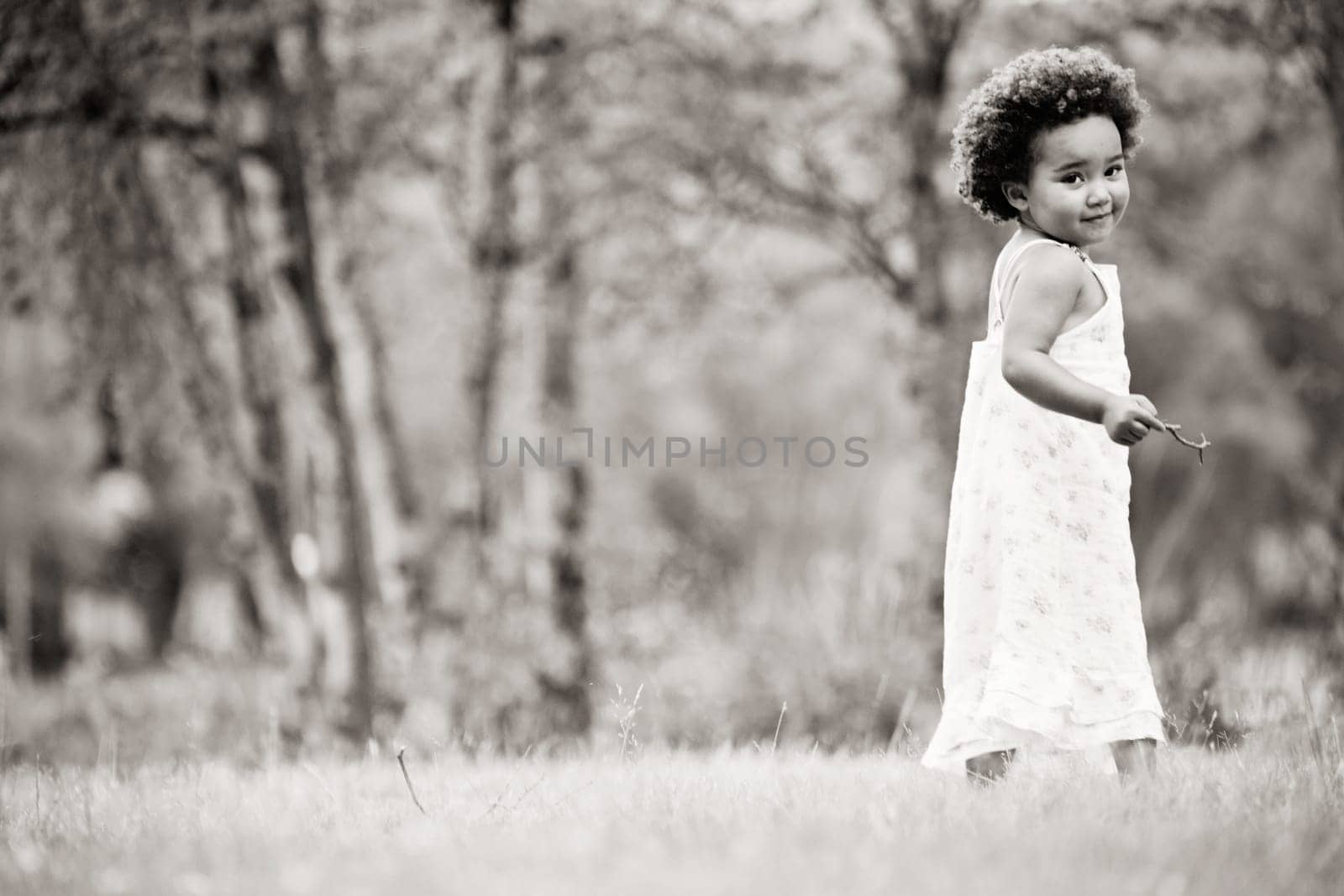 African young girl is having fun outside