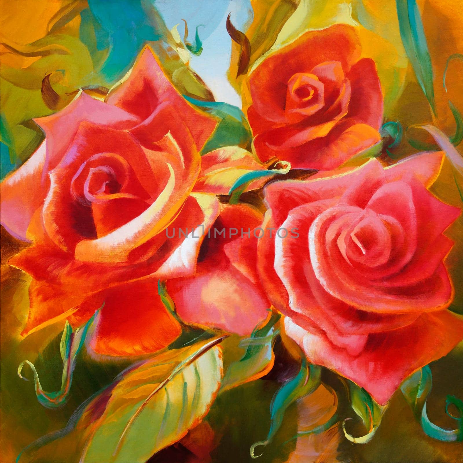 roses painting canvas strikingly hand-painted