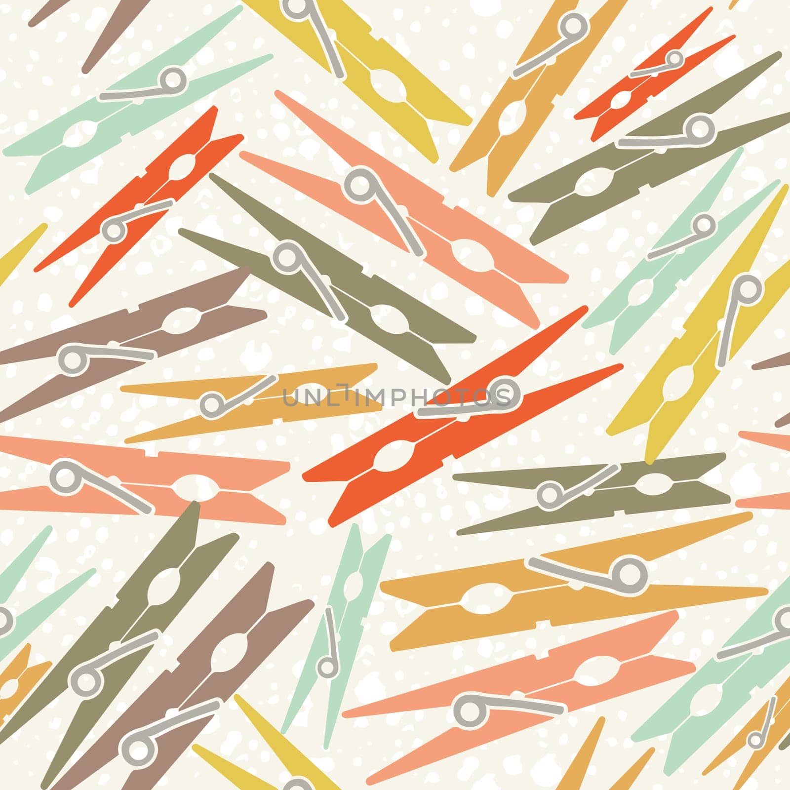 Colorful clothespin retro seamless pattern concept background. Ideal for web backdrop, print or vintage style campaign. EPS10 vector.