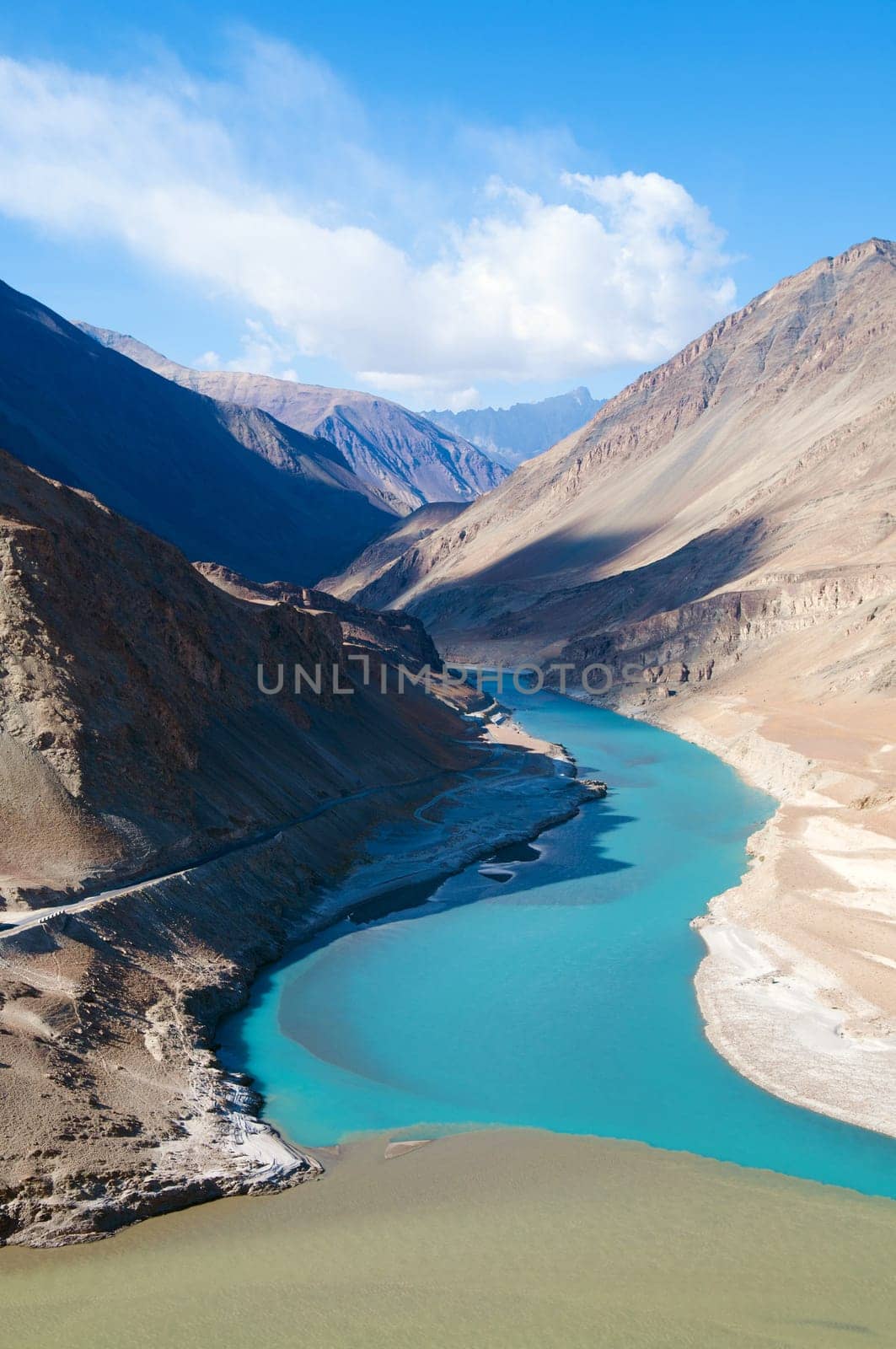 Confluence of Zanskar and Indus rivers - Leh, Ladakh, North India