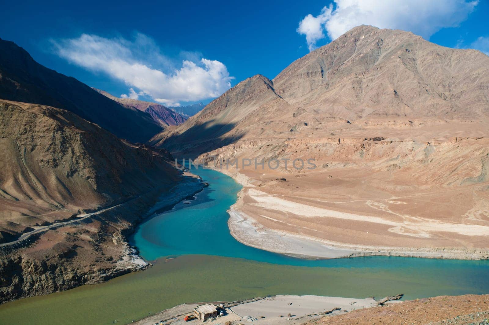 Confluence of Zanskar and Indus rivers - Leh, Ladakh, India