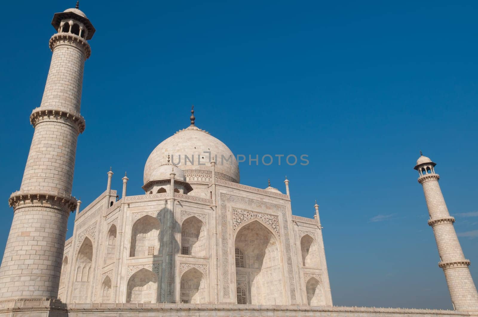 Taj Mahal in daytime with blue sky, Agra, Uttar Pradesh, India