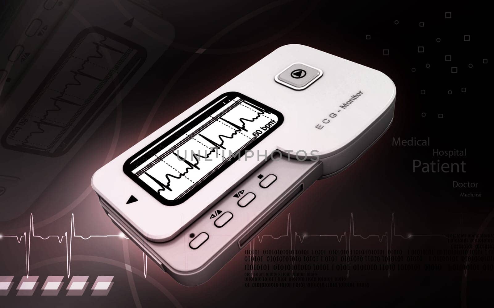 Digital illustration of ECG in colour background