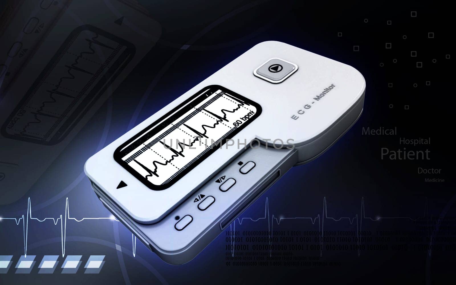 Digital illustration of ECG in colour background