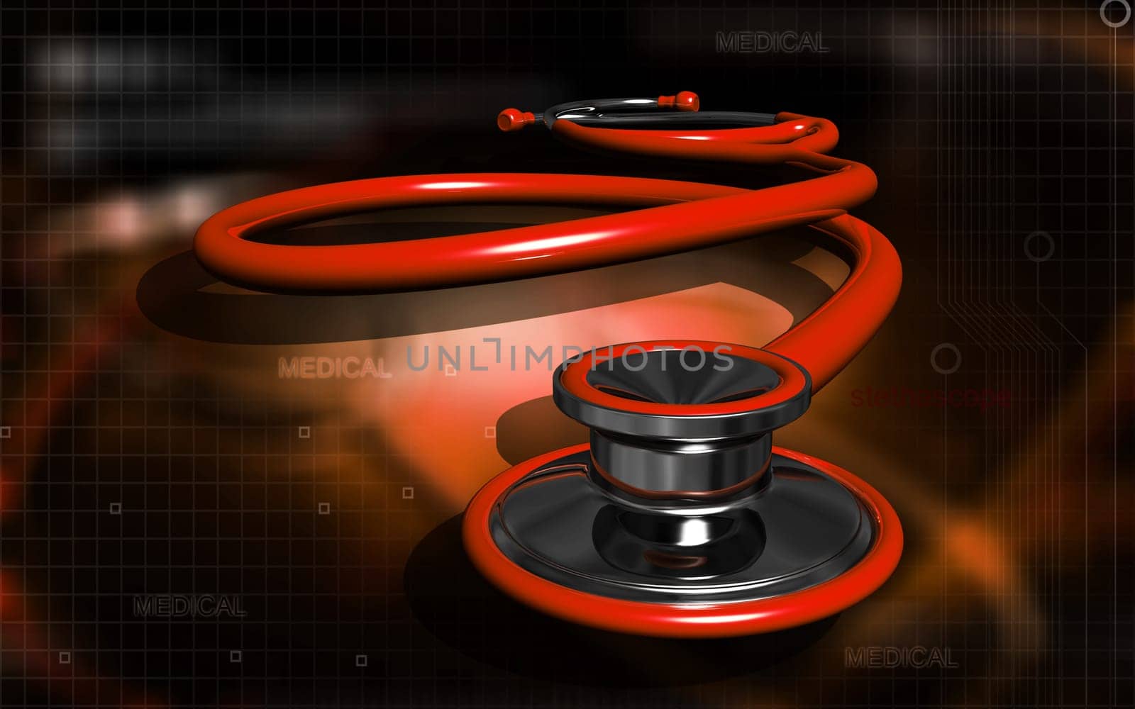 Digital illustration of stethoscope in colour background