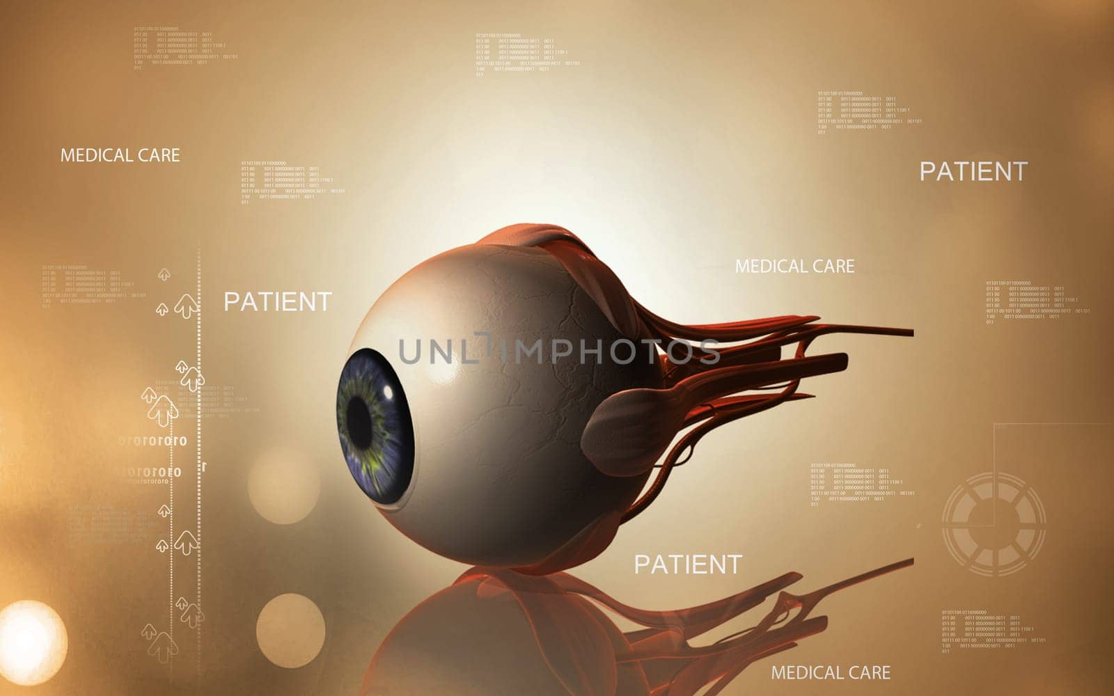 Digital illustration of eye in colour background