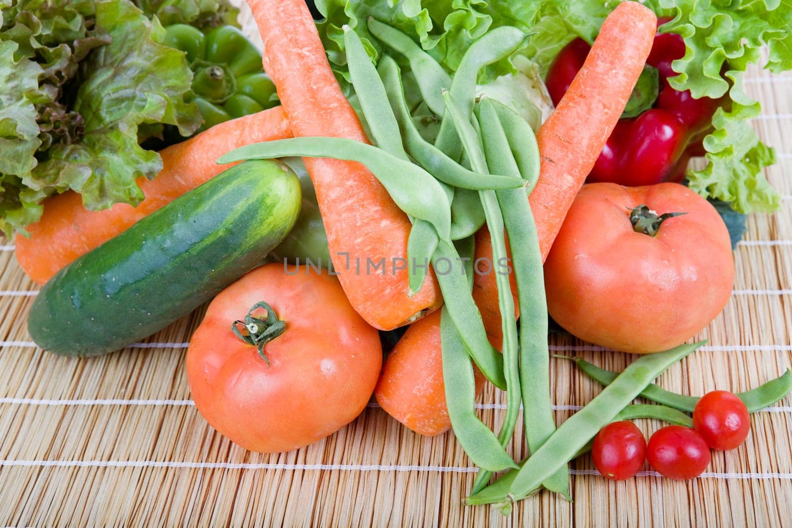 Fresh vegetables on wooden table