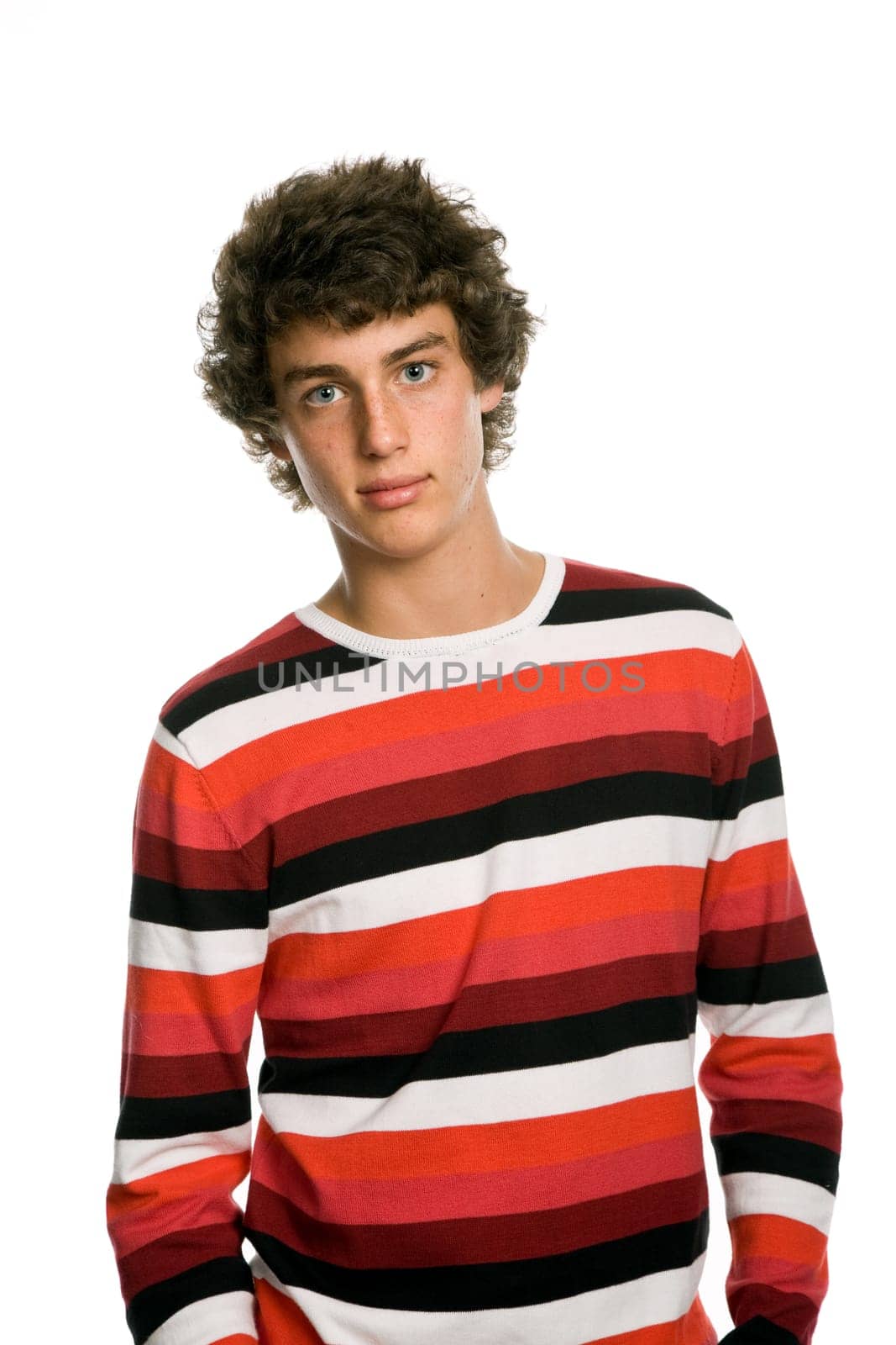 casual young man portrait, isolated on white