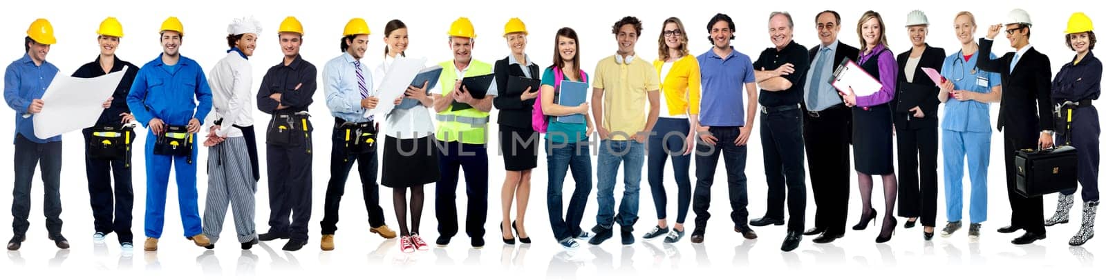 People belonging to different work industries