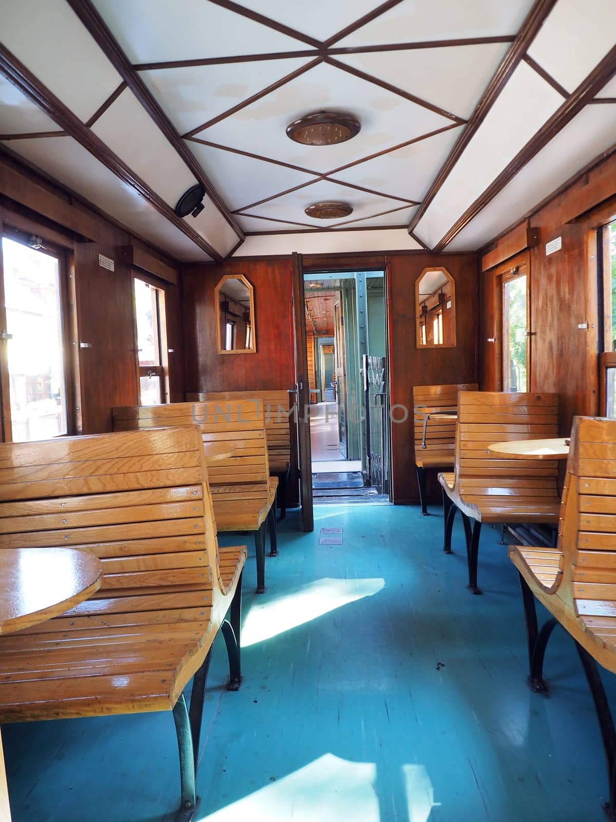 interior of luxury old train carriage